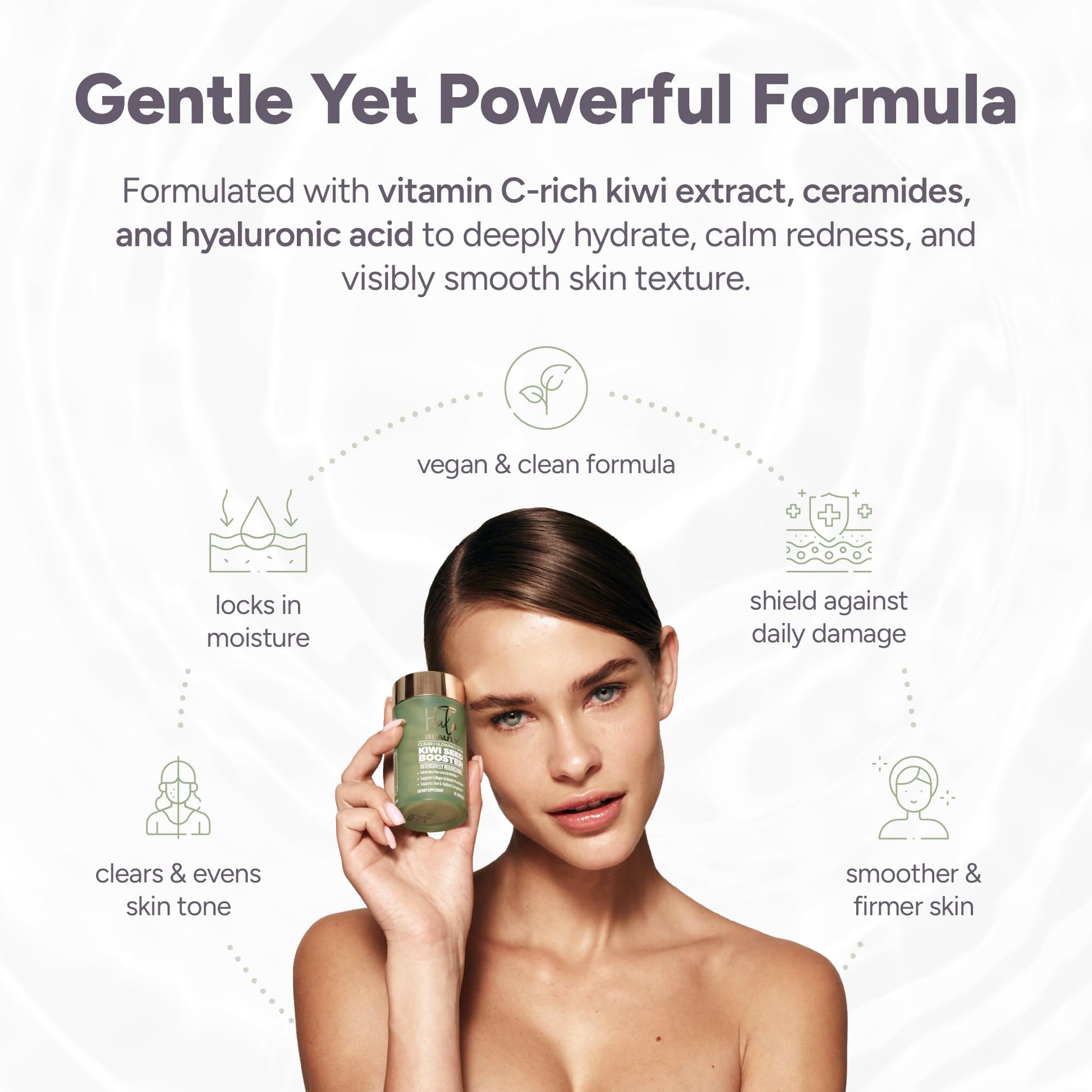 Halo Beauty Kiwi Seed Booster Skin Supplement Refill Pack | Anti-Aging Hydration & Glowing Skin Support with Kiwi Seed, Vitamin C, D3 & Zinc | Vegan Collagen Support Capsules | 1-Month Supply Halo Beauty Au supplements