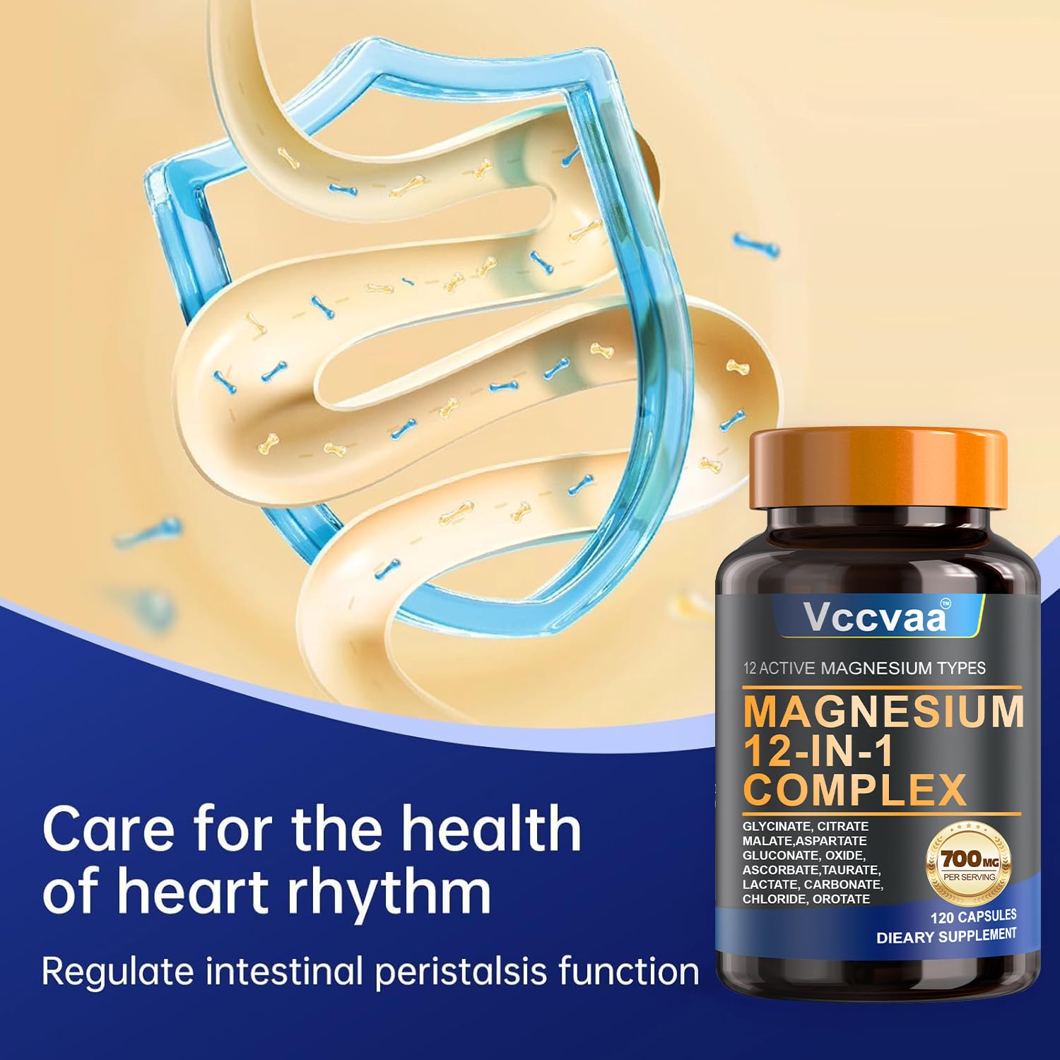 Magnesium Complex 700mg – 12-in-1 Magnesium Supplement with Glycinate, Citrate, Malate, Oxide, Taurate & More – High Absorption for Muscle, Heart, Sleep, Bone, Nerve Support –120 Capsules Vccvaa Au supplements