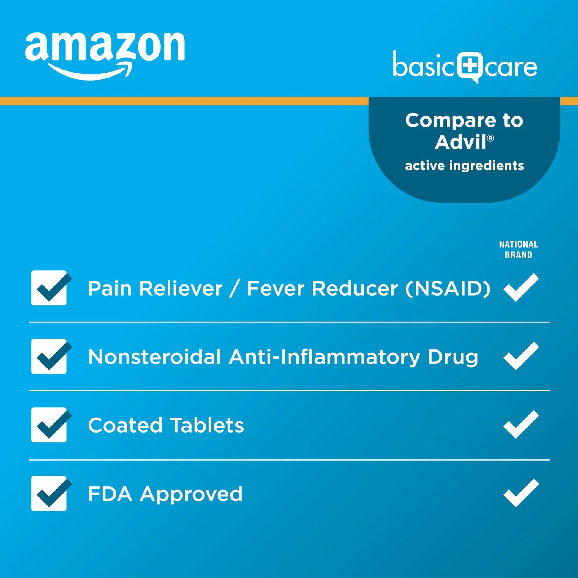 Amazon Basic Care Ibuprofen Tablets, Fever Reducer and Pain Relief from Body Aches, Headache, Arthritis Pain and More, 1000 Count Amazon Basic Care Au supplements