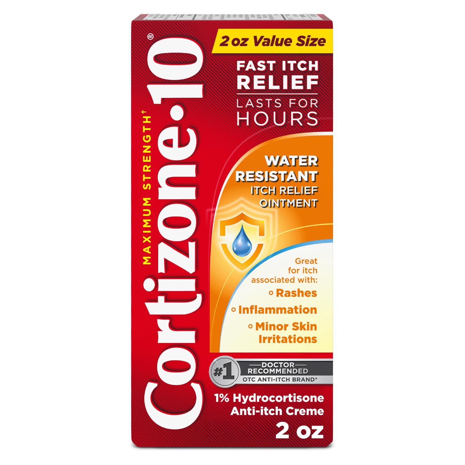 Cortizone-10 Maximum Strength Water Resistant Itch Relief Ointment, 1% Hydrocortisone, Fast-Acting, Anti-Itch Cream for Bug Bites, Rash, Eczema, Psoriasis, Poison Ivy, Oak, Sumac & More, 2 oz Cortizone 10 Au supplements