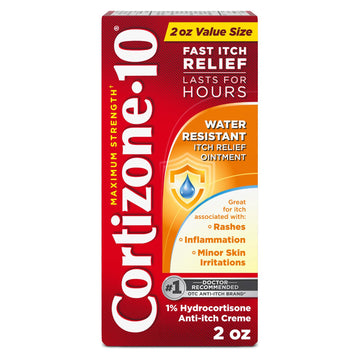 Cortizone-10 Maximum Strength Water Resistant Itch Relief Ointment, 1% Hydrocortisone, Fast-Acting, Anti-Itch Cream for Bug Bites, Rash, Eczema, Psoriasis, Poison Ivy, Oak, Sumac & More, 2 oz Cortizone 10 Au supplements