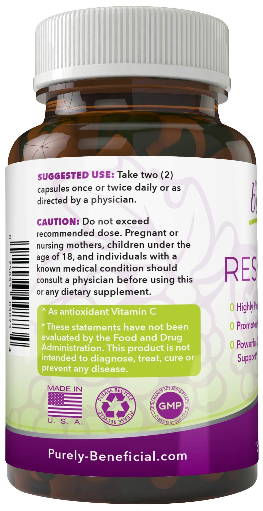 PURELY beneficial RESVERATROL1450-90day Supply, 1450mg per Serving of Potent Antioxidants PURELY beneficial Au supplements