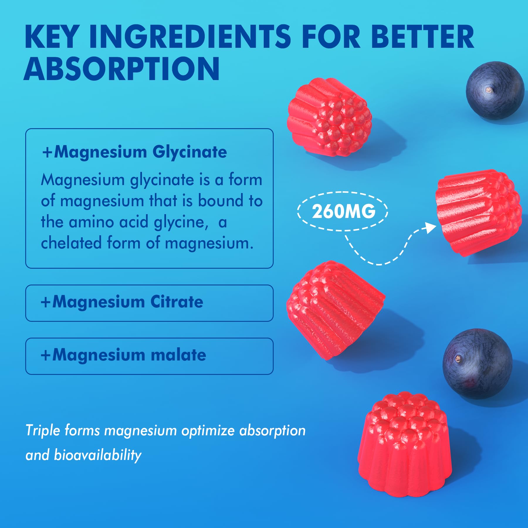 Magnesium Gummies - Triple Magnesium Complex, Magnesium Glycinate Gummies | Magnesium Glycinate, Malate, Citrate w/ D3 B6 B12, for Calm, Sleep & Muscle Cramp | High Absorption | Vegan, 2 Pack EnvyCure Au supplements