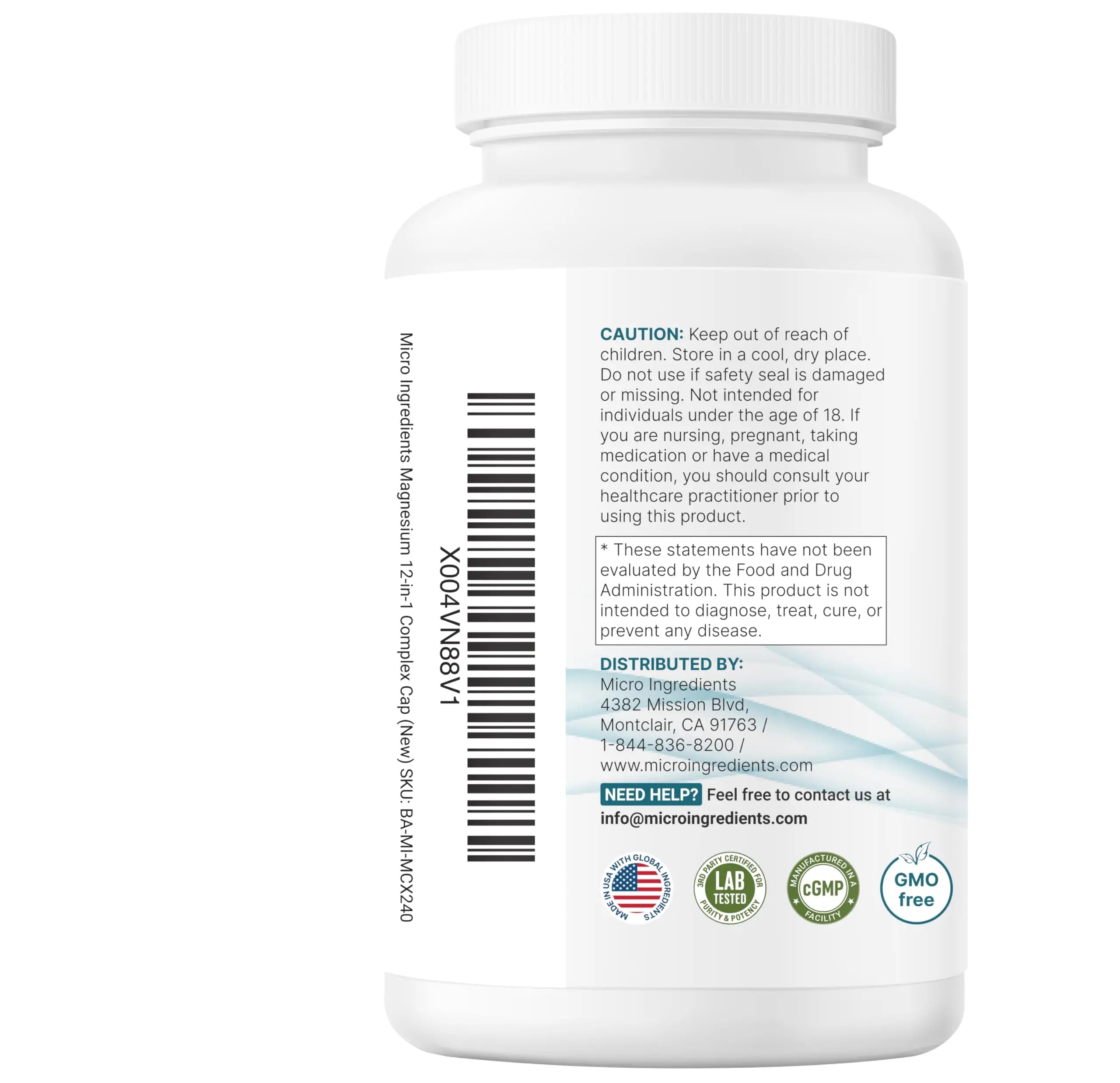 Micro Ingredients 12‑in‑1 Magnesium Complex 1000 mg, 240 Capsules – Magnesium Glycinate, Citrate, Taurate, Malate & More – High Absorption Formula for Men & Women – Chelated & Purified Micro Ingredients Au supplements