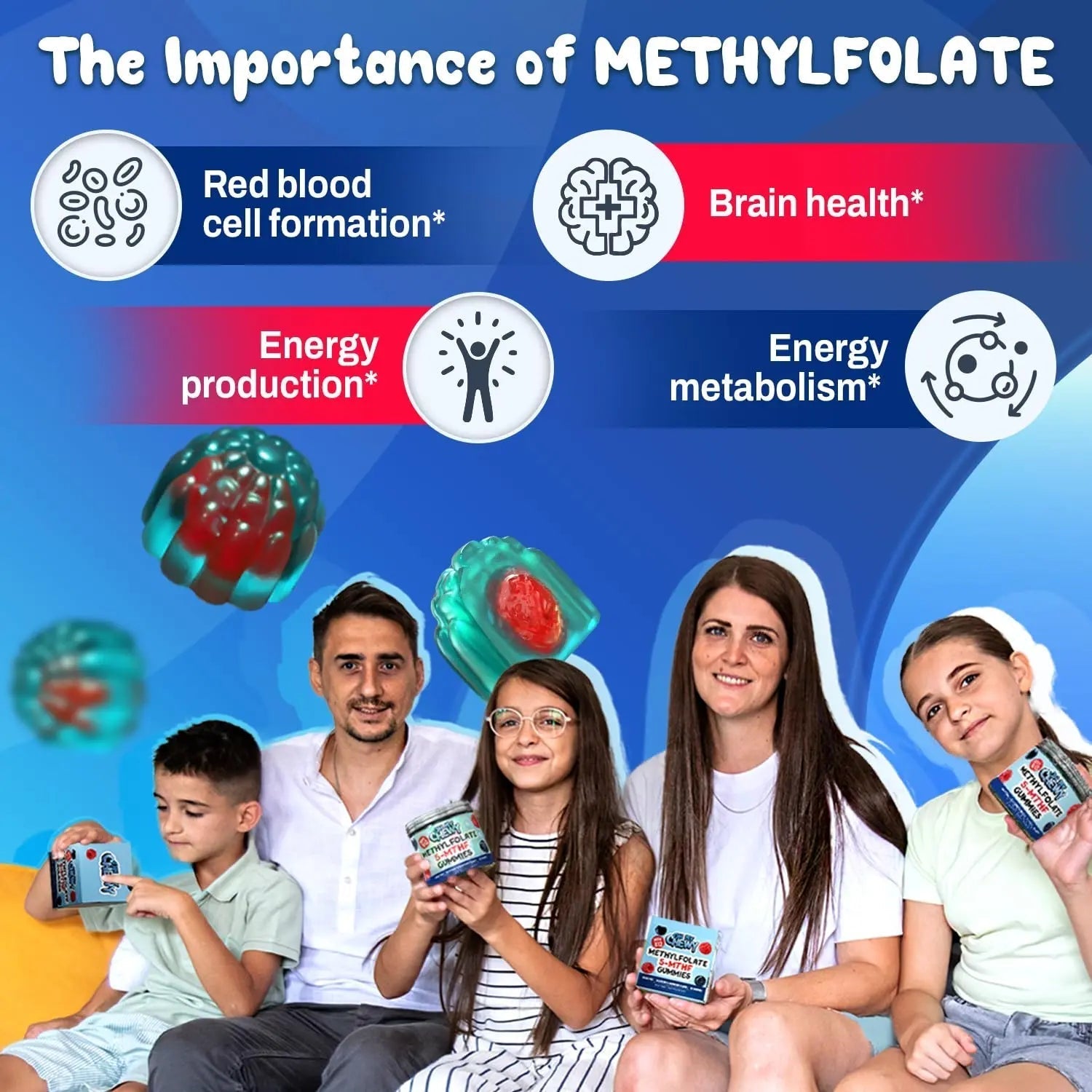 Center-Filled 5-MTHF Folate L-MethylFolate Sugar-Free Gummies - MTHFR Supplement Support with Methylated B1, B6 and Methyl B12 Multivitamins OH MY CHEWY Au supplements