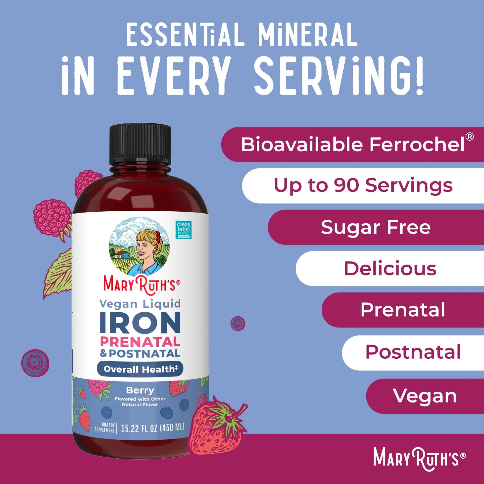 MaryRuth Organics | Liquid Iron Supplement Prenatal & Postnatal for Pregnant & Lactating | Iron Deficiency | Immune Support | Sugar/Gluten Free | Vegan | Non-GMO | 15.22 Fl Oz MARYRUTH'S Au supplements