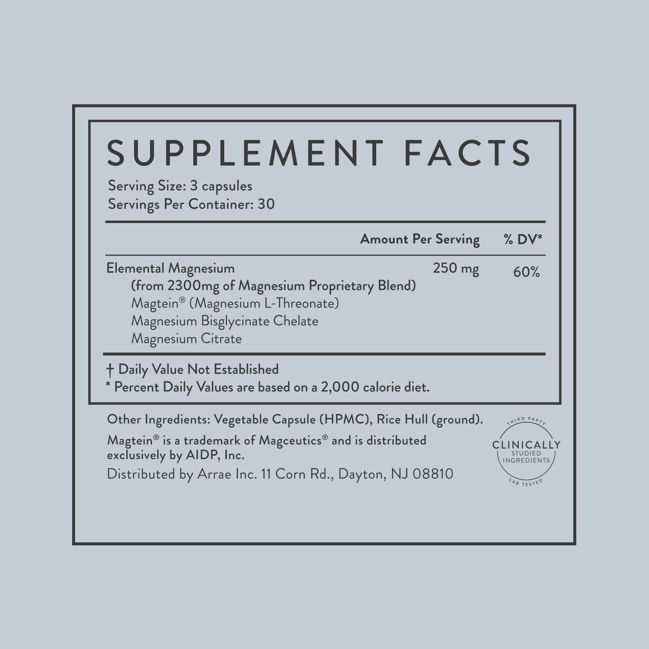 Arrae Magnesium Supplement, Magnesium Glycinate, Citrate & L-threonate, 250 mg, Support Mood, Sleep, Nerves, and Muscles,90 Capsules Arrae Au supplements