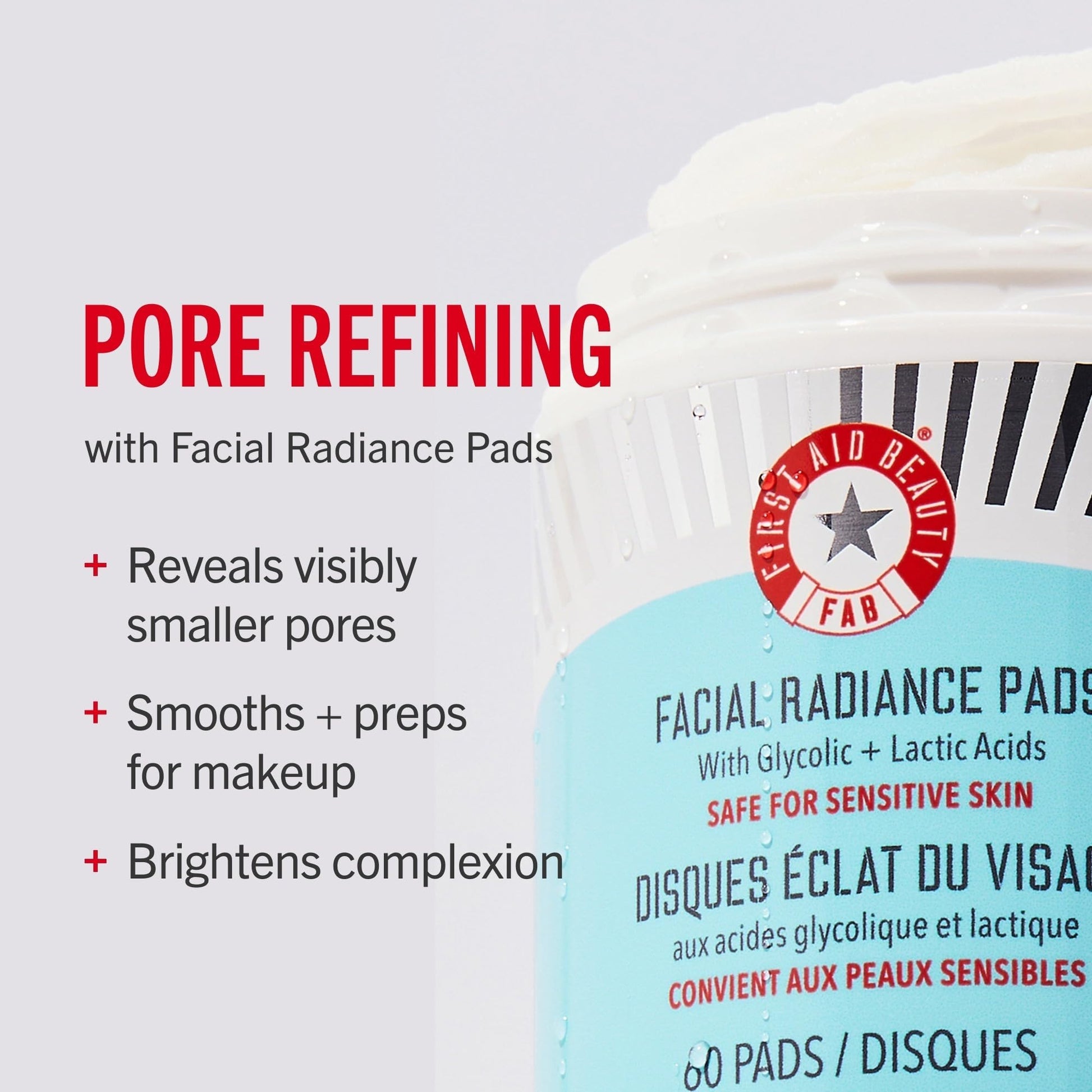 First Aid Beauty - Facial Radiance Pads with Glycolic & Lactic Acids, Daily Exfoliating Pads with AHA, Visibly Smaller Pores, Help Tone & Brighten Skin, One-Step Makeup Prep, Compostable, 28 First Aid Beauty Au supplements