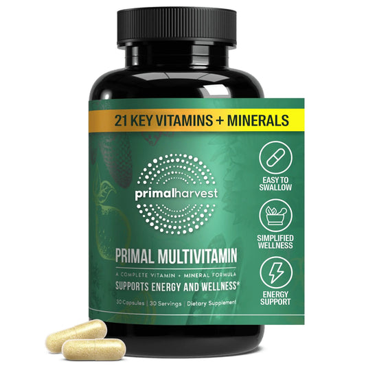 Primal Harvest Primal Multivitamin - Daily Multi-Vitamin Supplement with 21 Essential Vitamins & Minerals for Women & Men - Vitamin A, C, D, E, B12, B6 Primal HarvestAU supplements