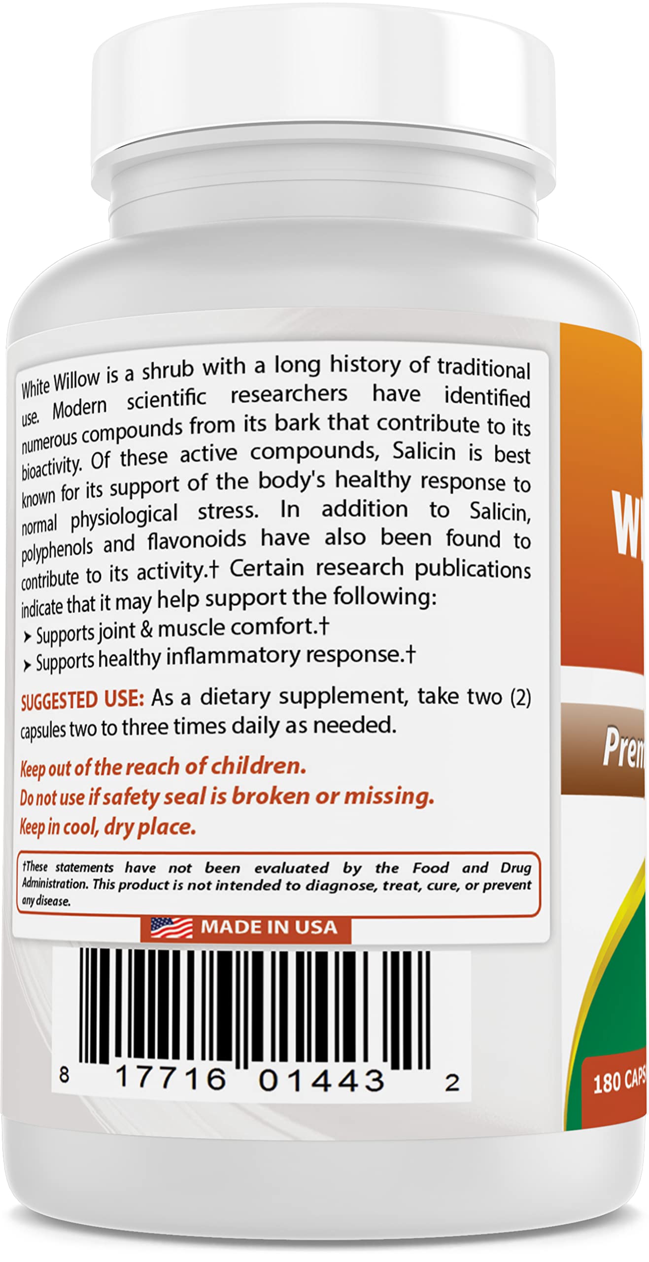 Best Naturals White Willow Bark 400 mg 180 Capsules (180 Count (Pack of 2)) Best Naturals Au supplements