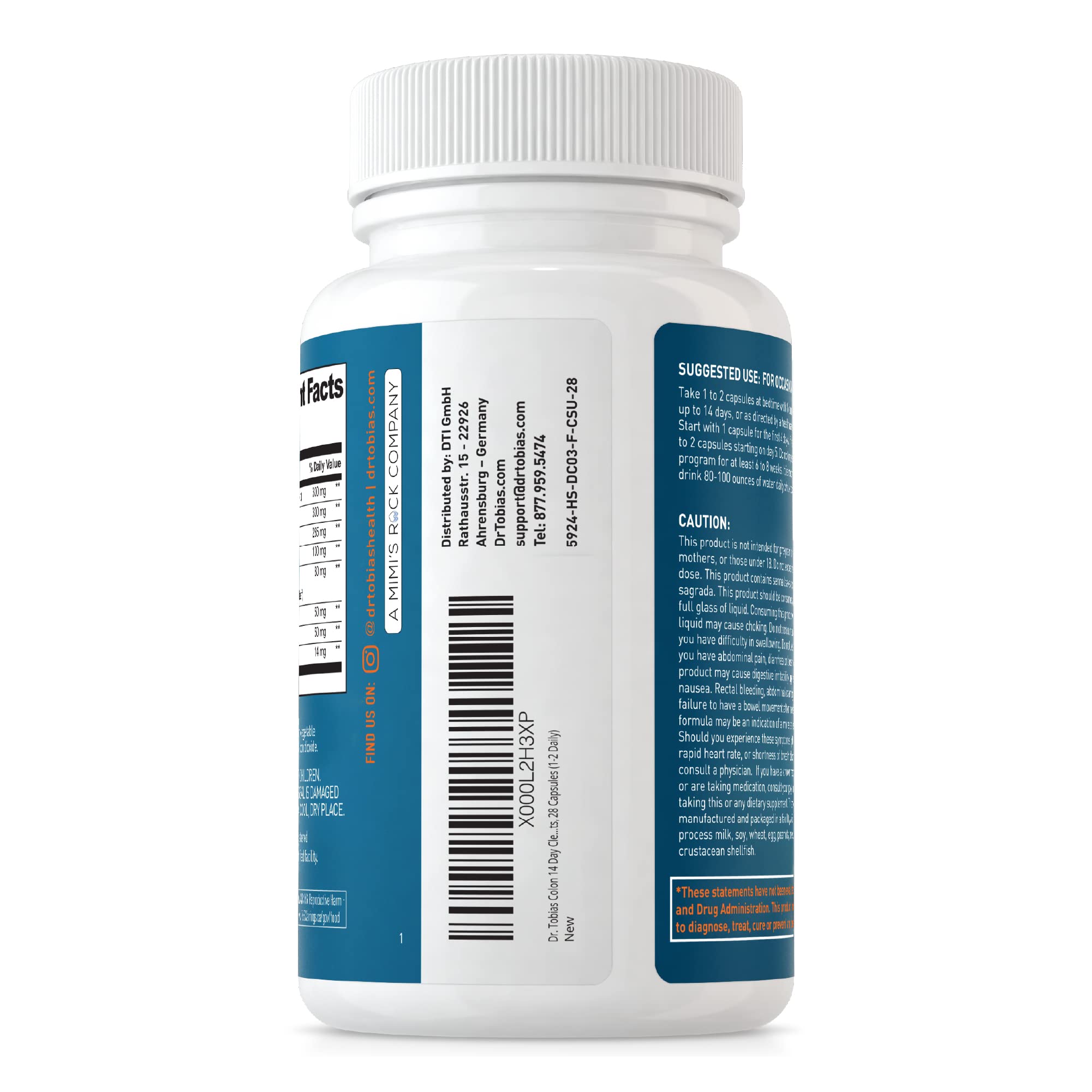 Dr. Tobias Colon Cleanse - Constipation Relief & Gut Health Support for Women & Men | 14 Day Colon Cleanser for a Gentle Colon Detox & Gut Flush - 28 Capsules (1-2 Daily) Dr. Tobias Au supplements