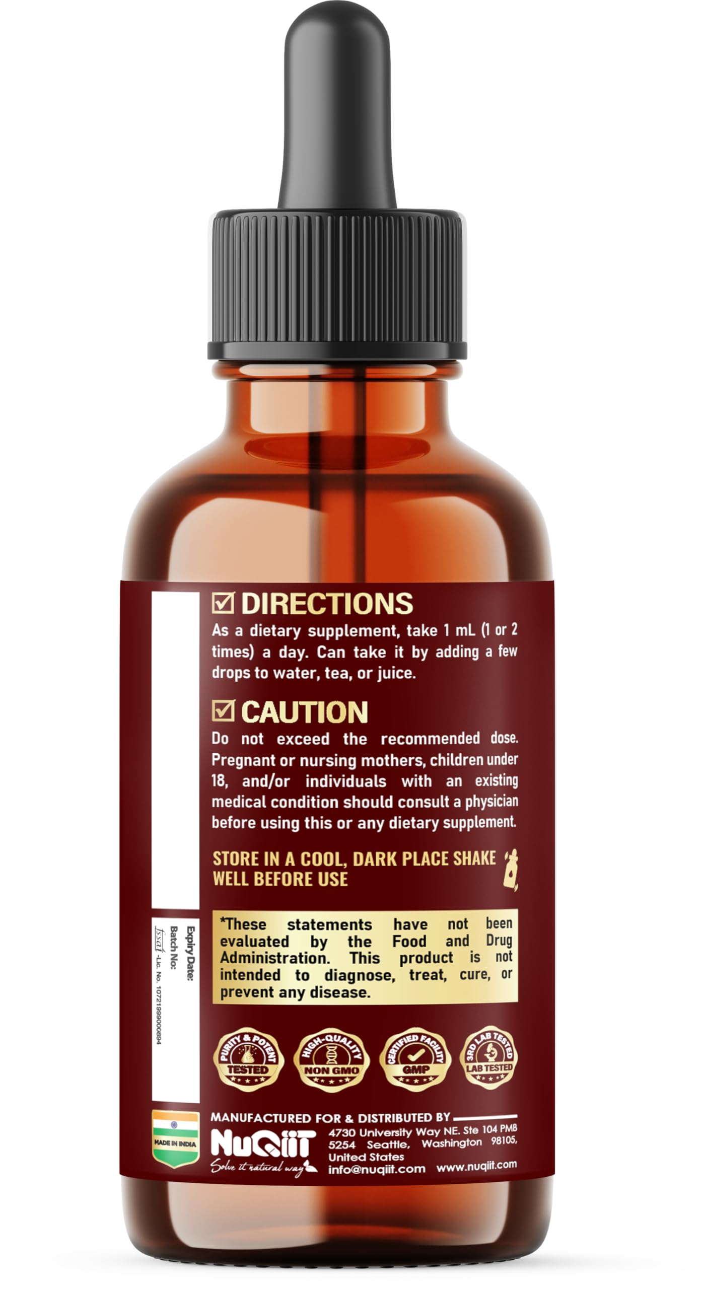 NUQIIT 17in1 Rhodiola Rosea Liquid Drops Tincture w/Ashwagandha Magnesium, L-Theanine. Ultra Rhodiola Cortisol Supplement, Rhodiola Root for Mood, Energy - 1 FL Oz - 60 Day Supply NUQIIT Au supplements