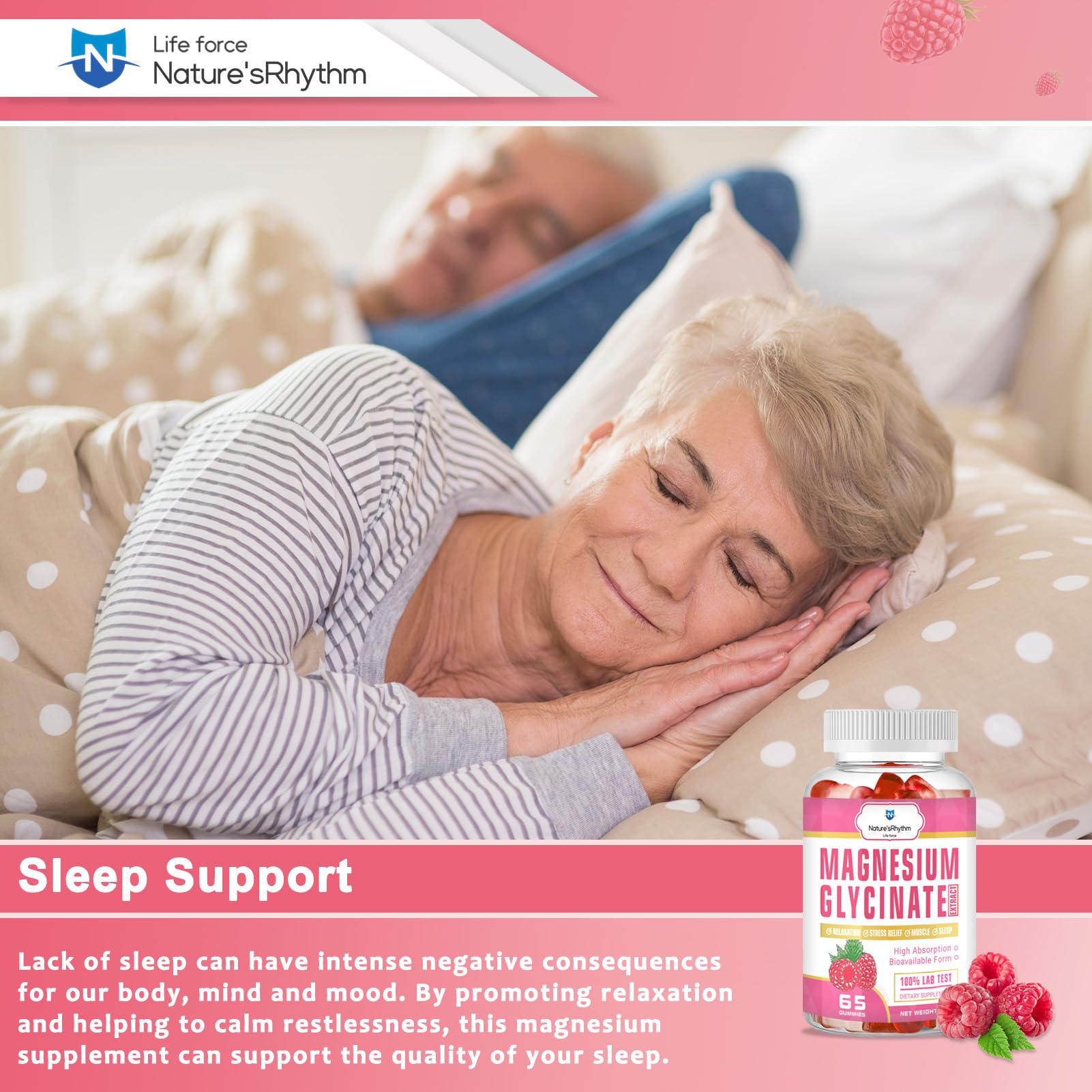 Nature‘s Rhythm Magnesium Gummies 500mg - 65 Ct | Magnesium Glycinate Supplements for Relaxation, Stress Relief, and Sleep for Adults & Kids Tasty and Tangy Raspberry Flavor Nature'sRhythm Au supplements