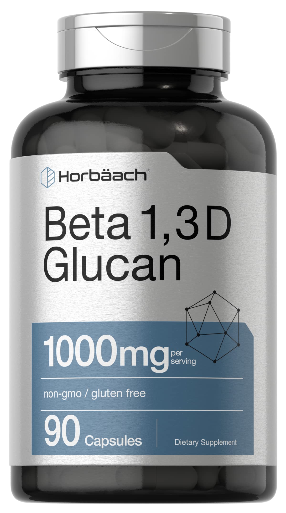 Beta Glucan 1 3D 1000 mg | 90 Capsules | Beta 1,3, 1,6 D Glucan | Non-GMO, Gluten Free Horbäach Au supplements
