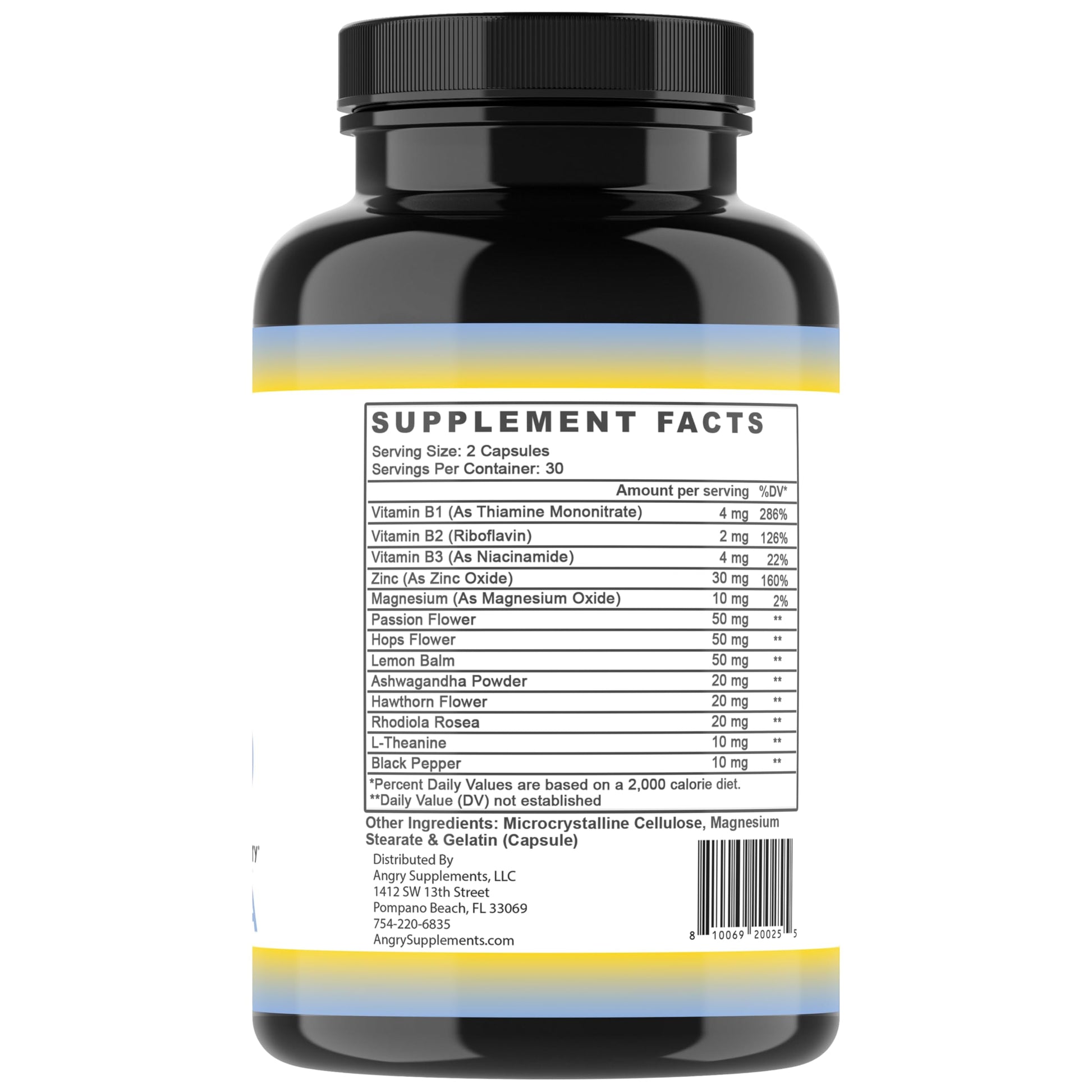 Angry Supplements Stress Less Day-Time Mood Support Pills – Natural Stress Relief with Ashwagandha, Rhodiola, L-Theanine, Magnesium & B Vitamins– Calm Focus & Mental Clarity – 60 Capsules (1-Bottle) Angry Supplements Au supplements
