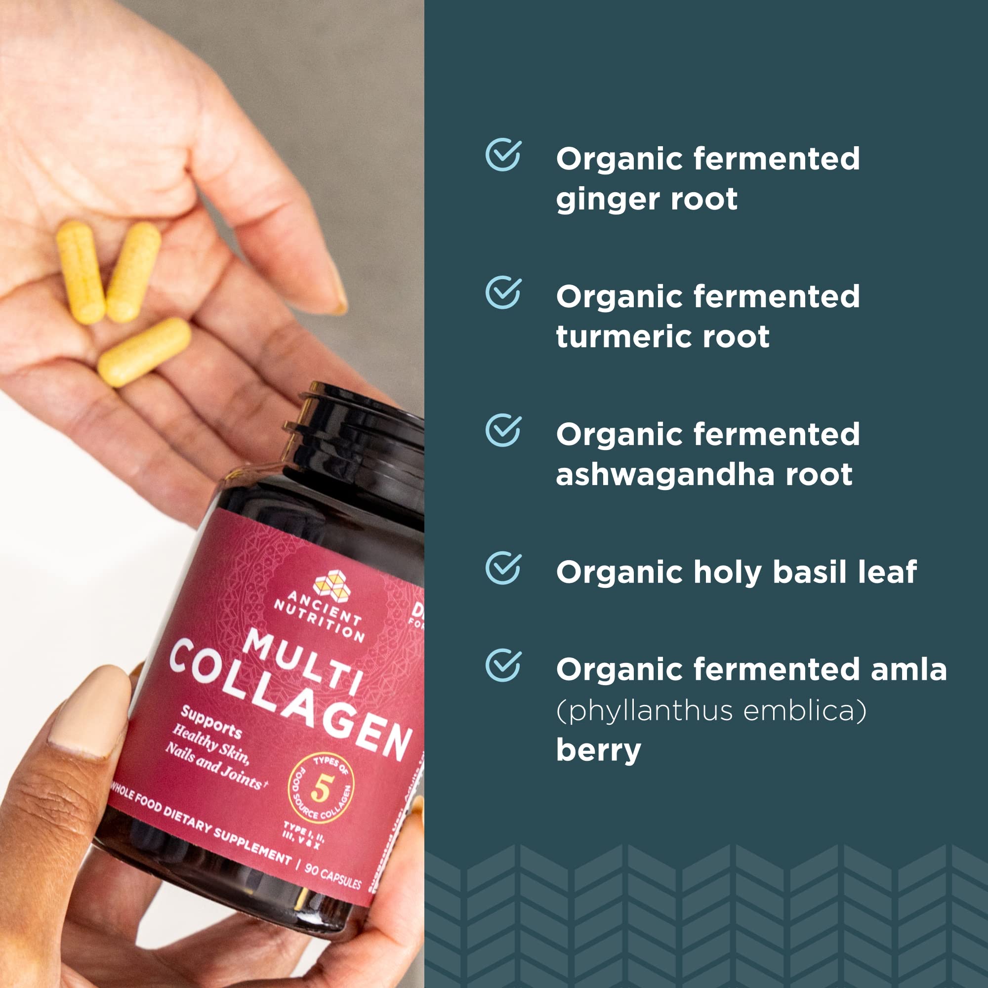 Ancient Nutrition Collagen Peptides Pills, Hydrolyzed Multi Collagen Supplement, Types I, II, II, V & X, Supports Healthy Skin and Nails, Gut Health and Joints, 90 Capsules Ancient Nutrition Au supplements