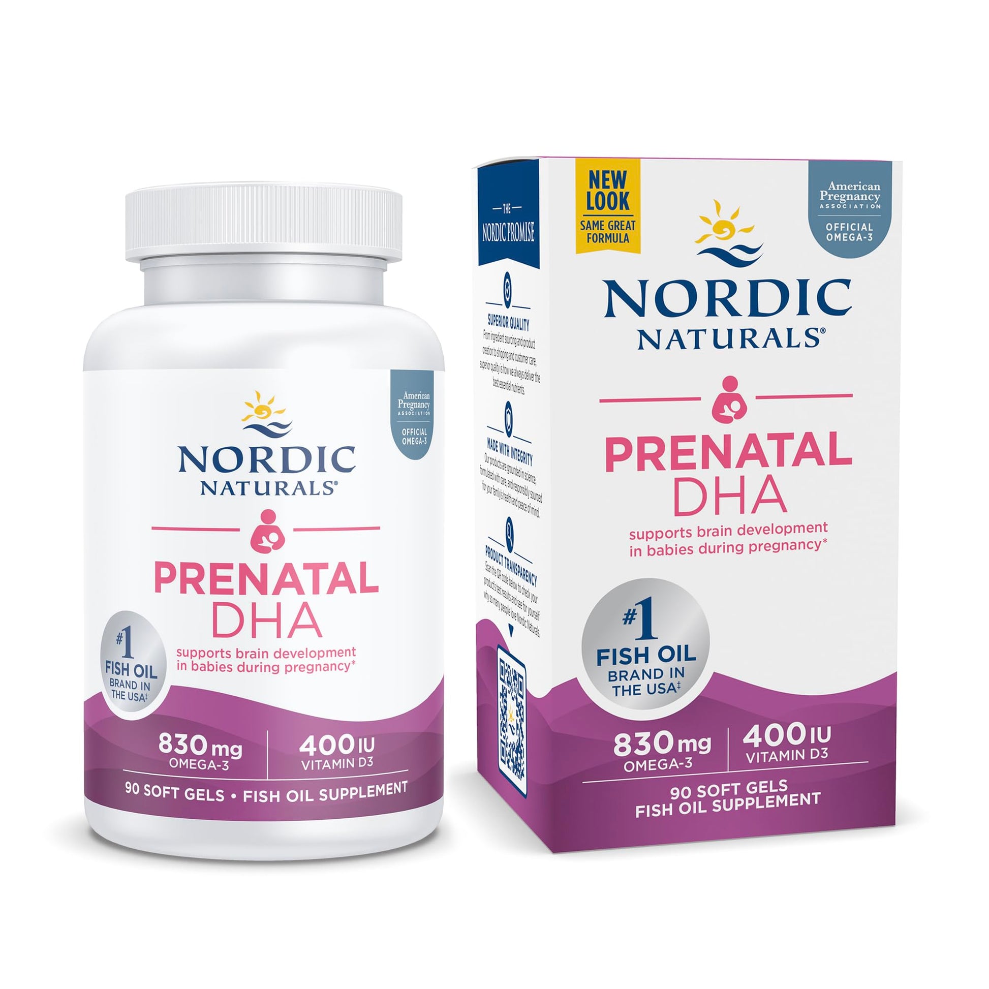 Nordic Naturals Prenatal DHA, Unflavored - 830 mg Omega-3 + 400 IU Vitamin D3 - 90 Soft Gels - Supports Brain Development in Babies During Pregnancy & Lactation - Non-GMO - 45 Servings Nordic Naturals Au supplements