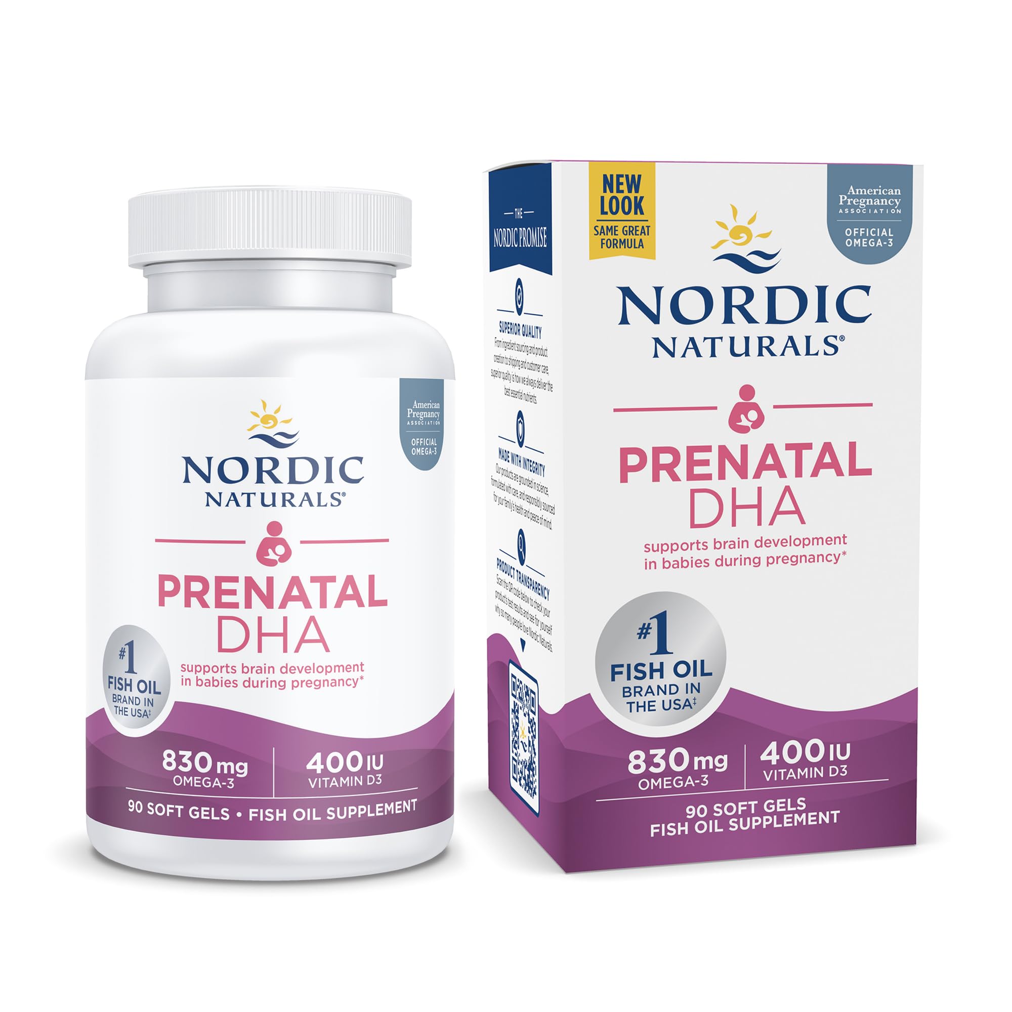 Nordic Naturals Prenatal DHA, Unflavored - 830 mg Omega-3 + 400 IU Vitamin D3 - 90 Soft Gels - Supports Brain Development in Babies During Pregnancy & Lactation - Non-GMO - 45 Servings Nordic Naturals Au supplements