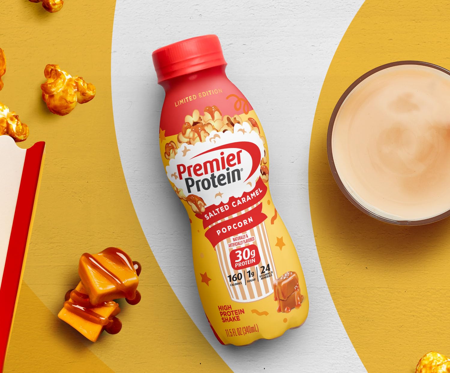 Premier Protein Shake Limited Edition Salted Caramel Popcorn, 30g 1g Sugar 24 Vitamins Premier Protein Au supplements