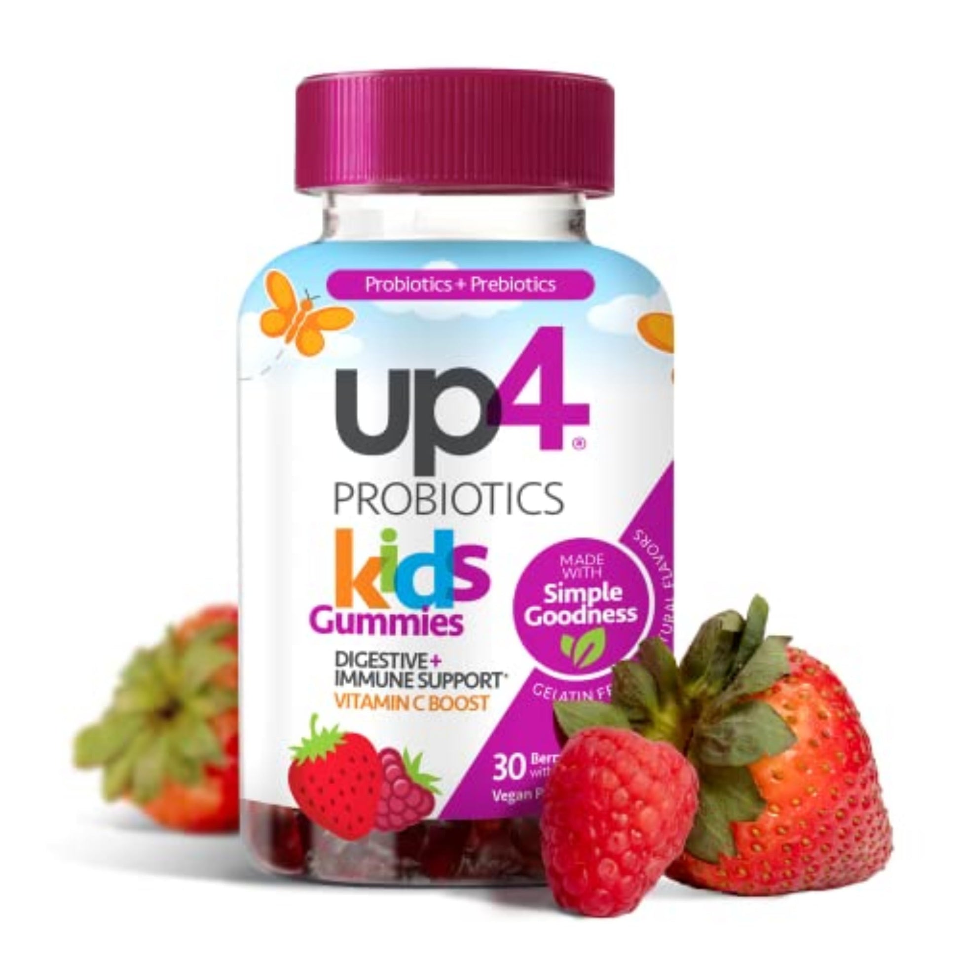 up4 Kids Probiotic Gummies, Digestive and Immune Support with Prebiotics and Vitamin C, Gelatin Free, Gluten Free and Non-GMO, For Ages 3+, 30 count up4 Au supplements