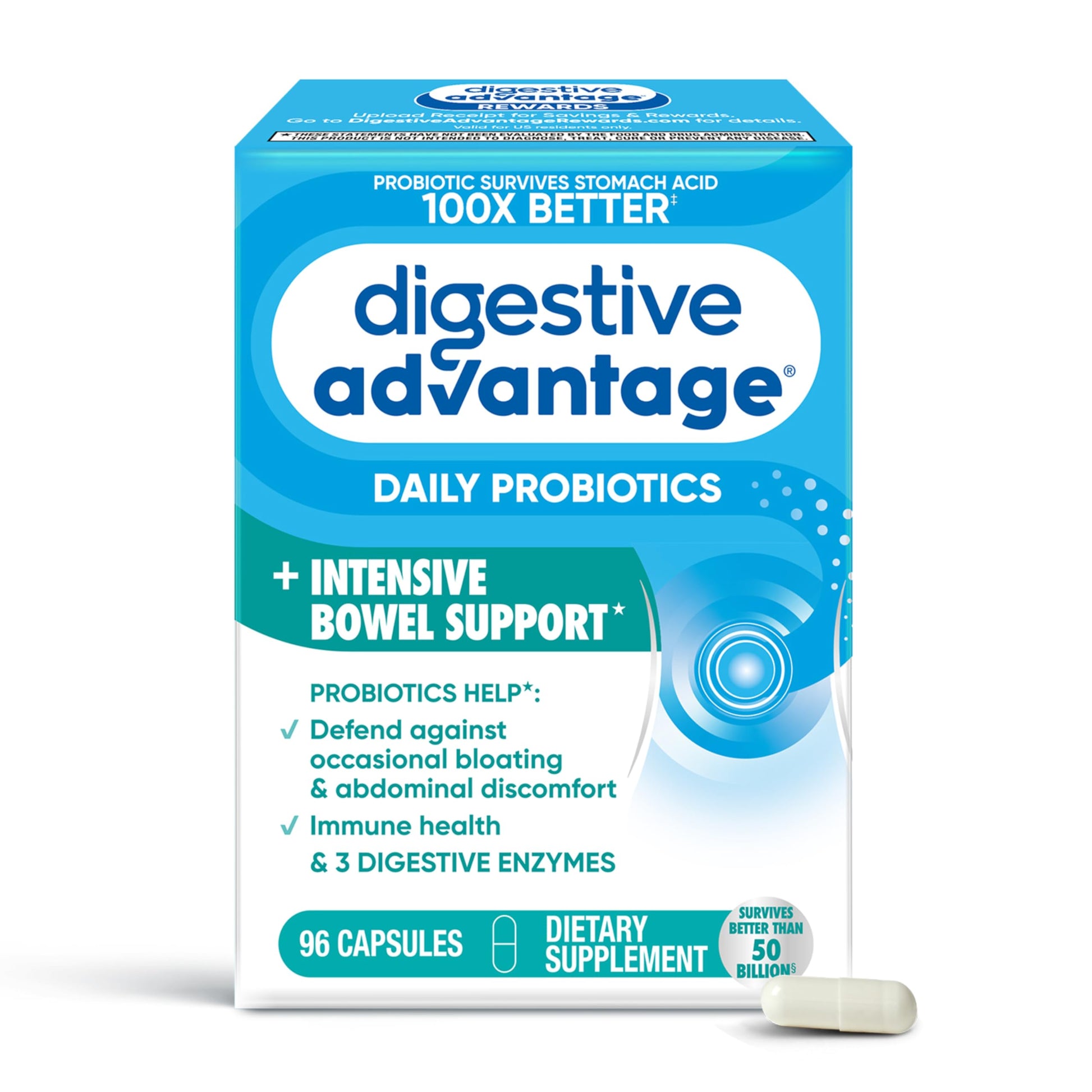 IBS Daily Probiotic Capsules for Digestive Health & Gut Health, Digestive Advantage Probiotics For Men and Women (96 count box) - Digestible Enzymes Digestive Advantage Au supplements