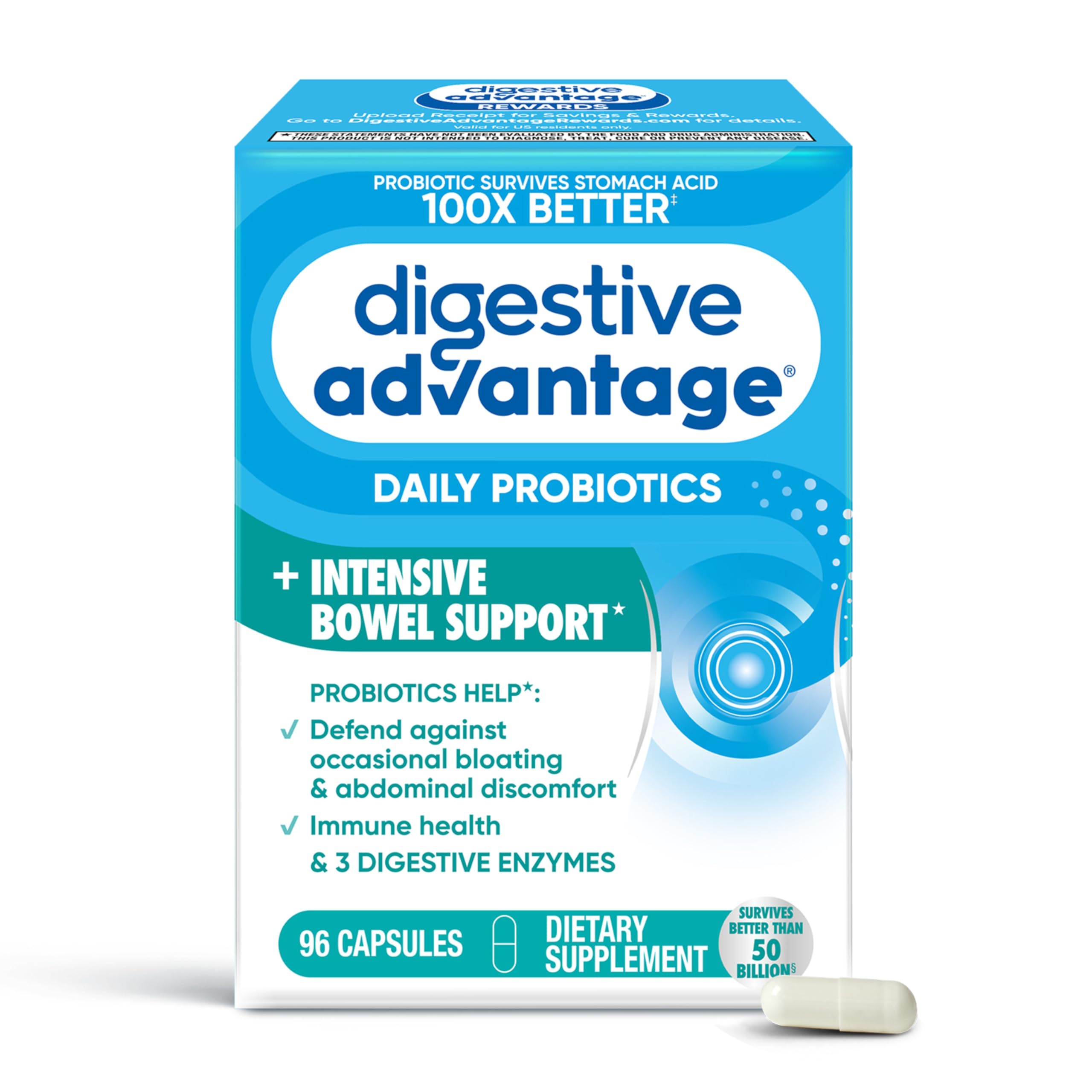IBS Daily Probiotic Capsules for Digestive Health & Gut Health, Digestive Advantage Probiotics For Men and Women (96 count box) - Digestible Enzymes Digestive Advantage Au supplements