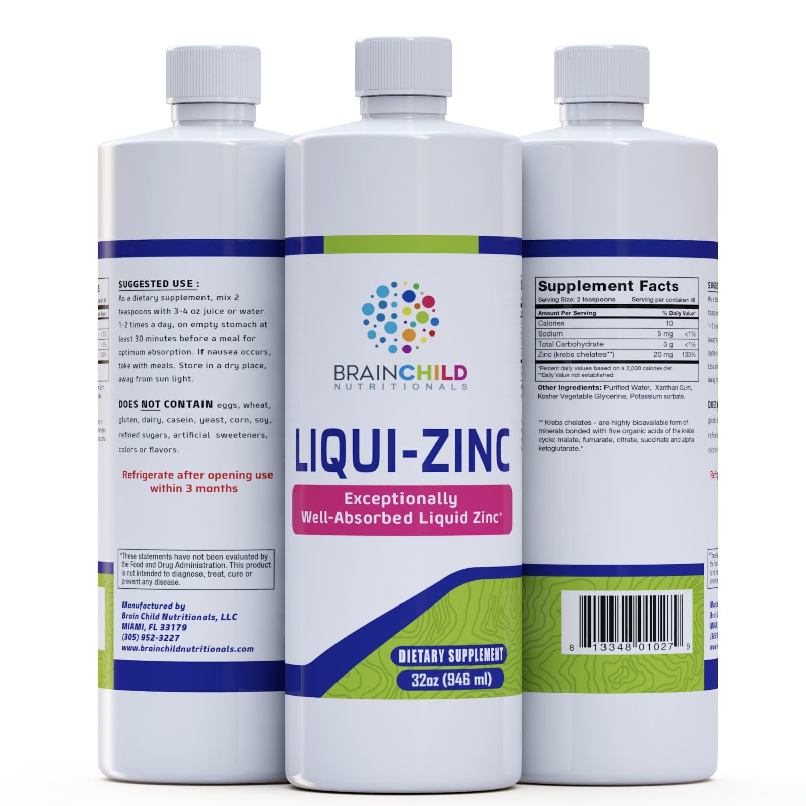 BrainChild Nutritionals LiquiZinc Liquid Formula (Unflavored 32oz) BrainChild Nutritionals Au supplements