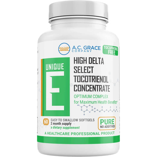 A.C. Grace Company, Unique E Tocotrienols - Tocopherol Free Softgels, 60 Count UNIQUE EAU supplements