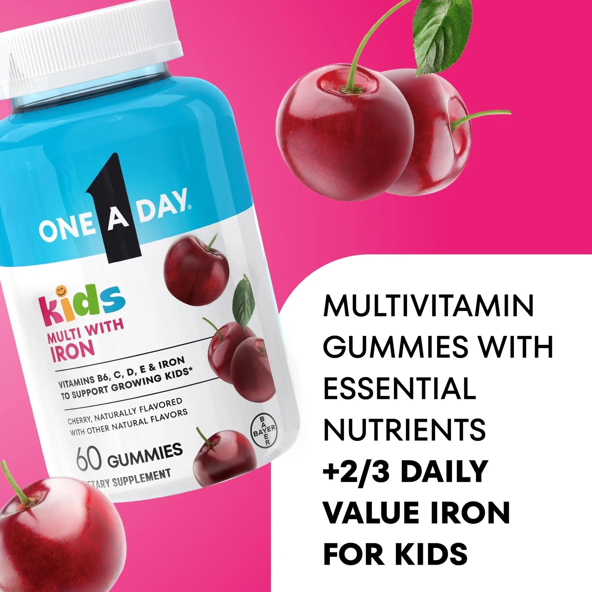 One A Day Kids Multivitamin with Iron Gummy, Vitamin D, Vitamin C, E, Zinc for Immune Support, Gummy Vitamins ONE A DAY Au supplements