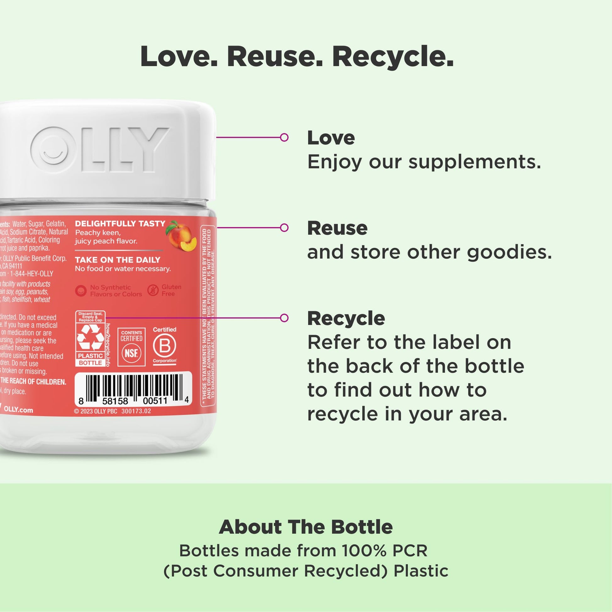 OLLY Probiotic + Prebiotic Gummy, Digestive Support and Gut Health, 500 Million CFUs, Fiber, Adult Chewable Supplement for Men and Women, Peach, 30 Day Supply - 30 Count OLLY Au supplements