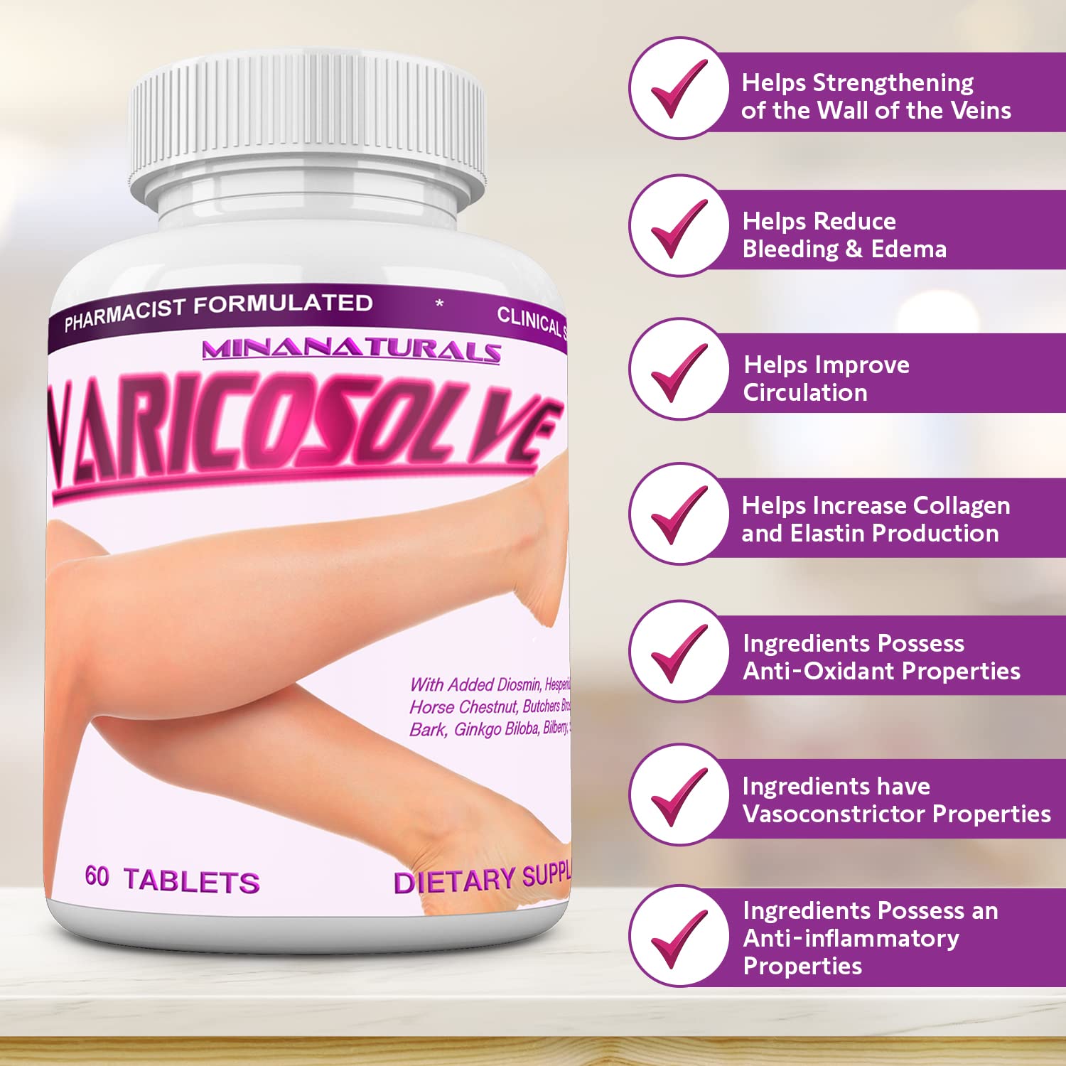 MINANATURALS VARICOSOLVE The Natural Supplement for Leg Veins. 60 Tablets MINANATURALS Au supplements