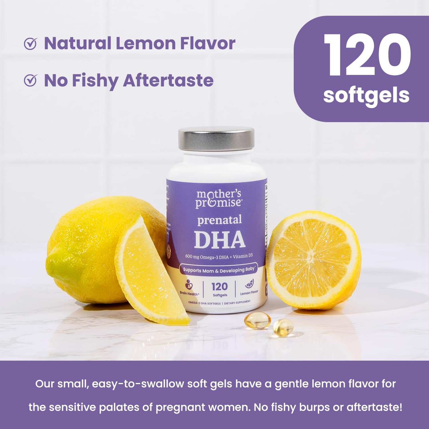 Prenatal DHA for Women 600mg + 400 IU Vitamin D3 | 120 Softgels | Supports Brain Health | Triglyceride Omega 3 Fish Oil DHA Prenatal Vitamins for Pregnancy & Nursing | 300mg per Capsule Mother's Promise Au supplements