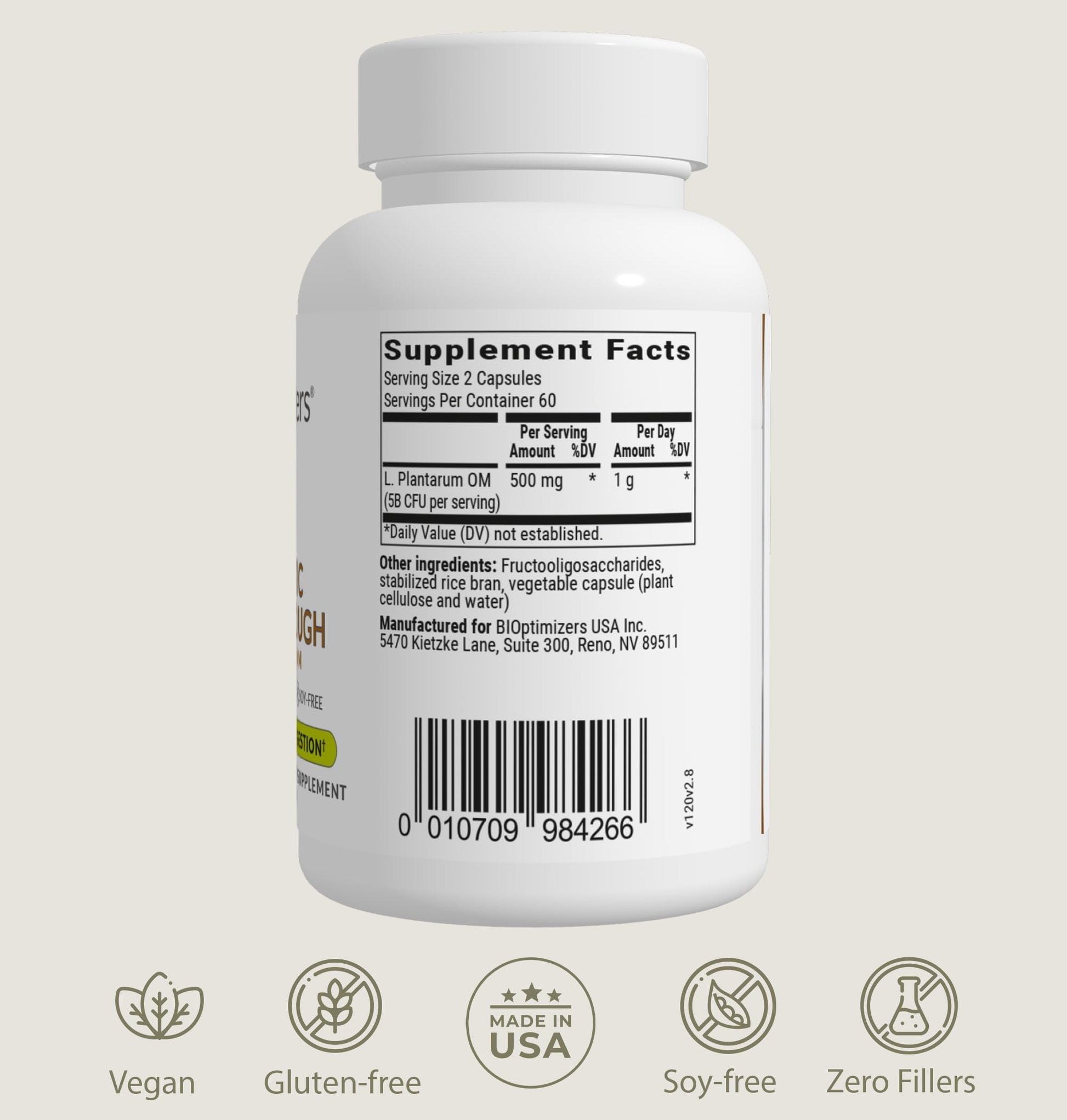 BIOptimizers Probiotic Breakthrough – Lactobacillus Plantarum OM Probiotics & Prebiotics Health Supplement for Gut, Digestive & Immune Support Probiotics for Women Men Elderly– 30 Vegan Capsules BIOptimizers Au supplements