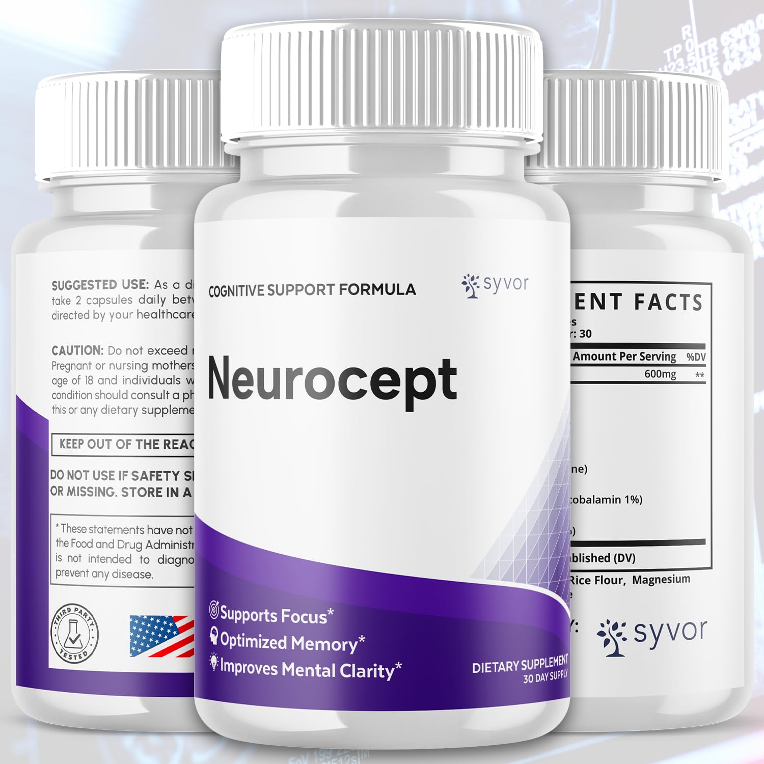 (2 Pack) Neurocept Capsules, Official Neurocept Brain Supplement Pills with All Natural Ingredients, Advanced Formula Support Pills with Max Strength Premium Vitamins for Women & Men (120 Capsules) Syvor Au supplements