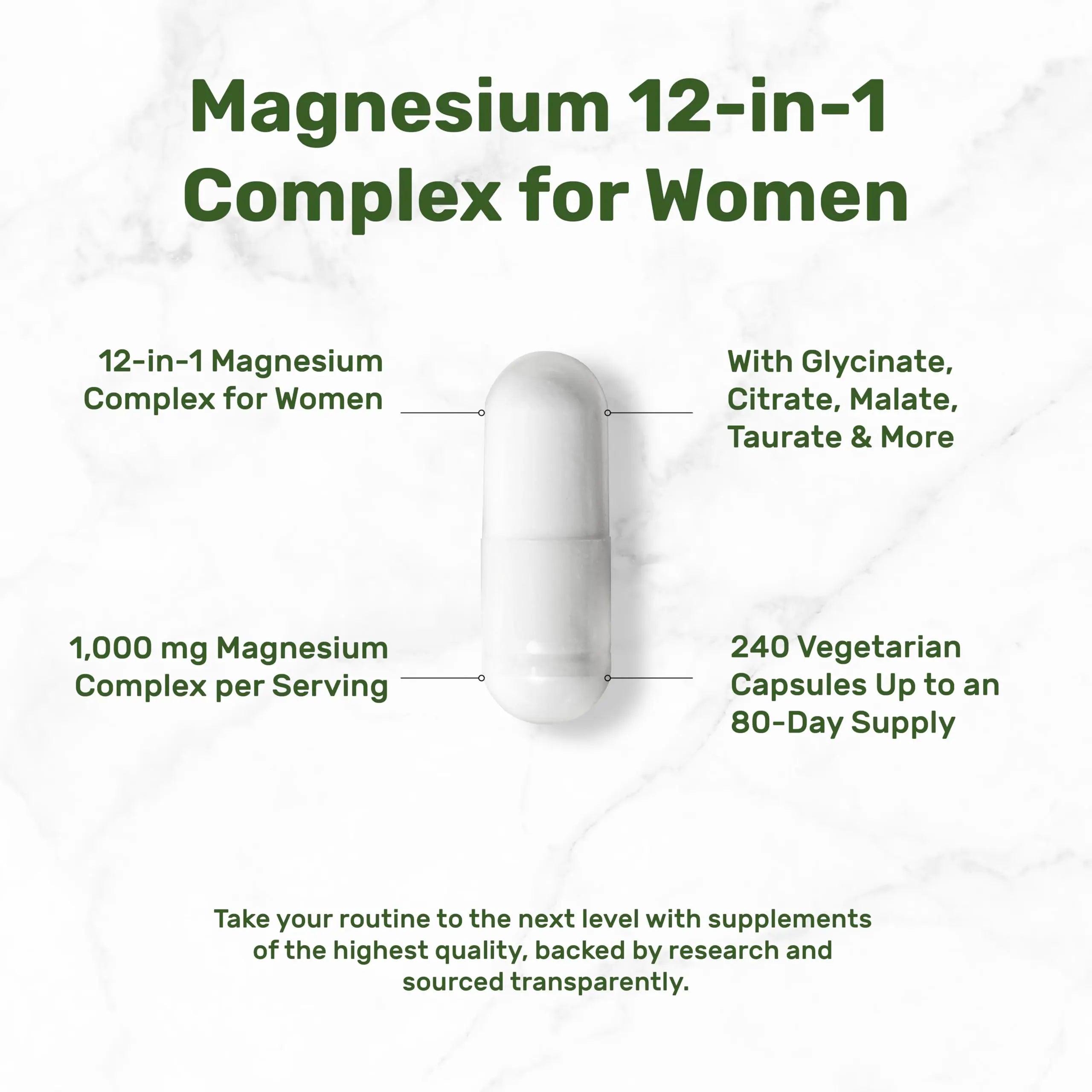 12‑in‑1 Magnesium Complex for Women 1,000 mg, 240 Vegetarian Capsules | Magnesium Glycinate, Citrate, Malate, Taurate, Orotate, Oxide & More | Chelated & Purified for Better Absorption DEAL SUPPLEMENT Au supplements