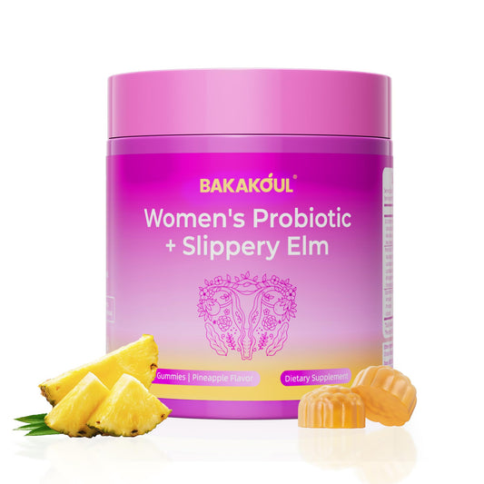 BAKAKOUL Feminine Probiotics Gummies for Women, Vaginal Probiotics with Slippery Elm,Prebiotics & Probiotics Supports pH Balance,Immune Health, Vegan BAKAKOULUS supplements