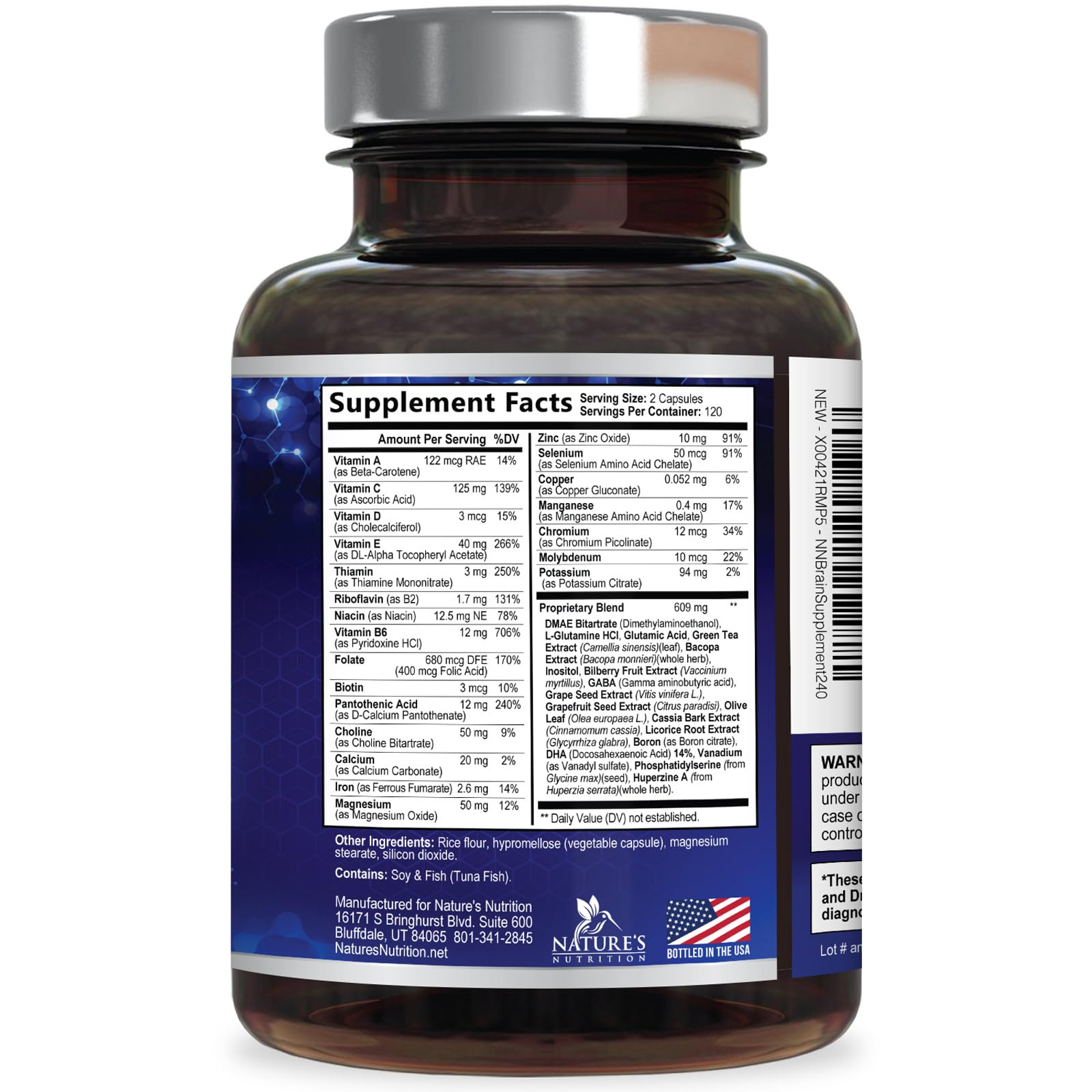 Brain Memory Supplement Pills - 3X Strength Nootropics for Concentration, Clarity & Focus Support - Brain Health Cognitive Vitamins with Bacopa, Phosphatidylserine & DMAE, Brain Booster - 240 Capsules Nature's Nutrition Au supplements