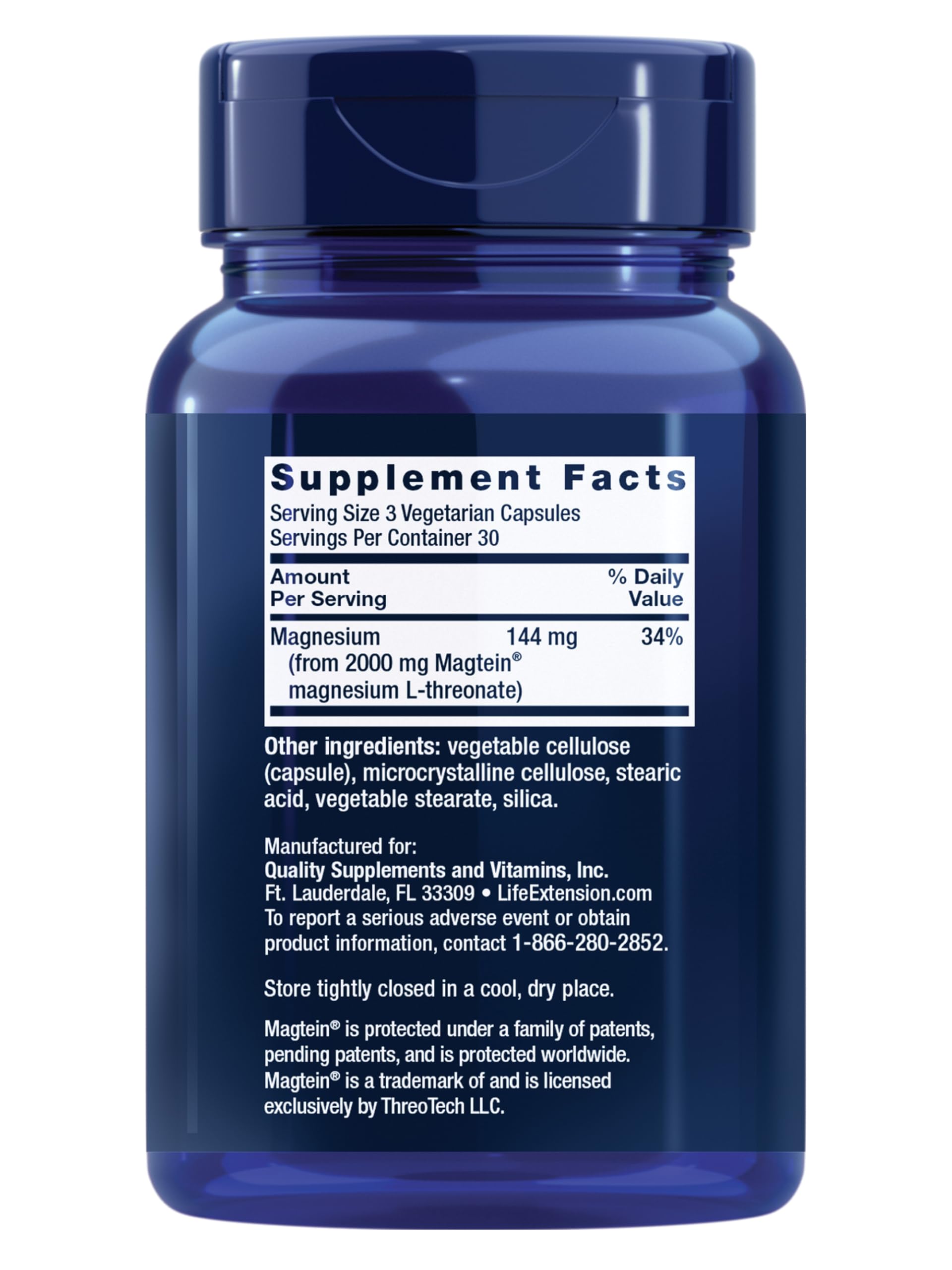 Life Extension Neuro-Mag Magnesium L-Threonate, Memory Health, Quick Thinking, Cognitive Health Support, Vegetarian, Non-GMO, 90 Vegetarian Capsules (144 mg from 2000 mg Magtein magnesium L-threonate Life Extension Au supplements