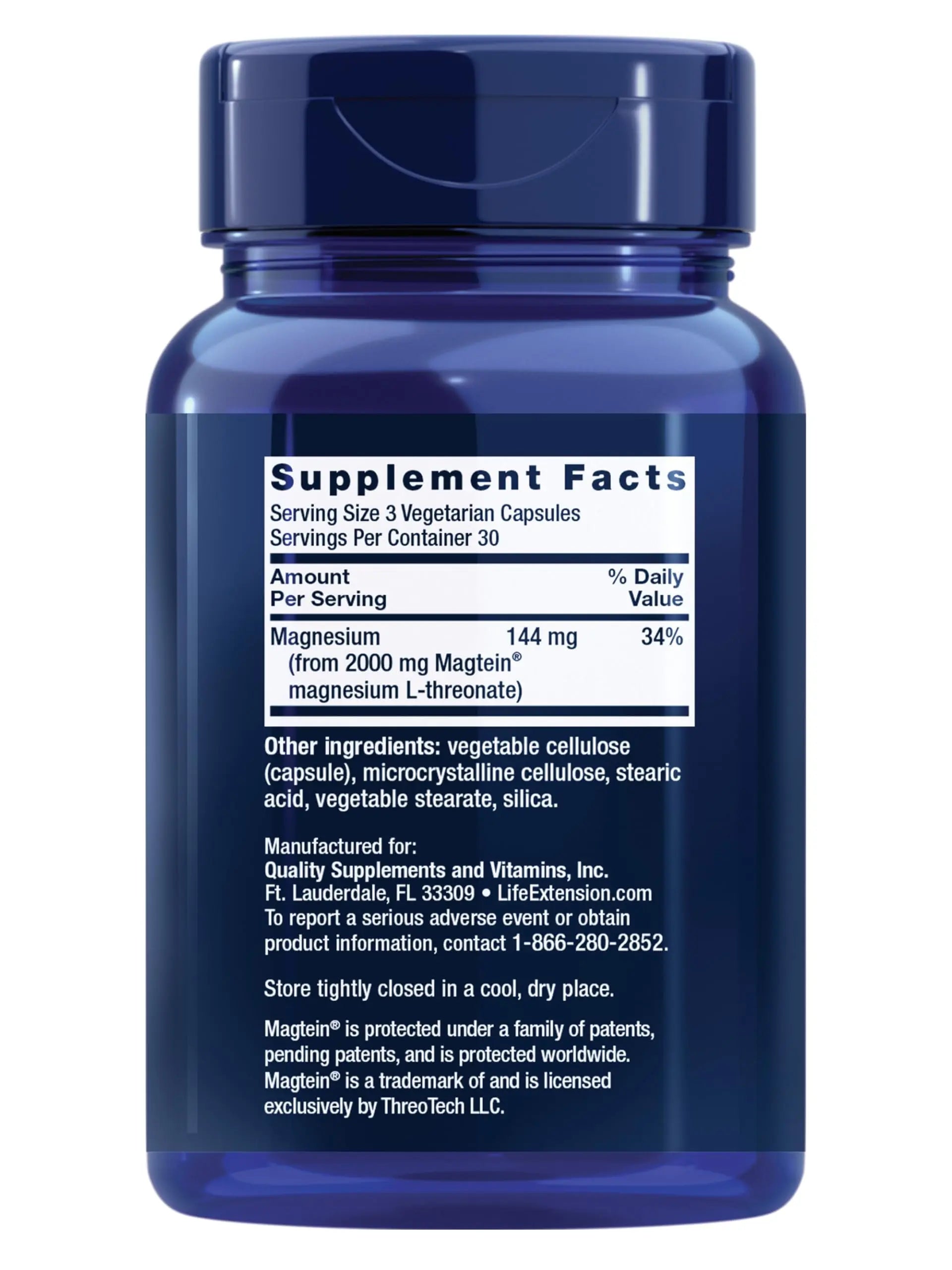 Life Extension Neuro-Mag Magnesium L-Threonate, Memory Health, Quick Thinking, Cognitive Health Support, Vegetarian, Non-GMO, 90 Vegetarian Capsules (144 mg from 2000 mg Magtein magnesium L-threonate Life Extension Au supplements