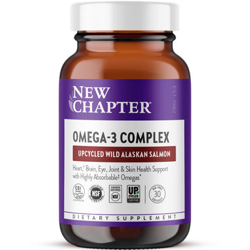 New Chapter Omega-3 Complex, 1000mg Softgels, Fish Oil Supplement Wild Alaskan Salmon for Heart, Brain, Eye, Joint & Skin Health Support - 30 Count New Chapter Au supplements