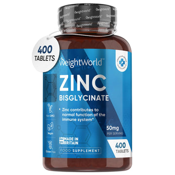 High Strength Zinc Tablets 50mg – 400 Vegan Zinc Bisglycinate Tablets 6+ Months WeightWorld Au supplements