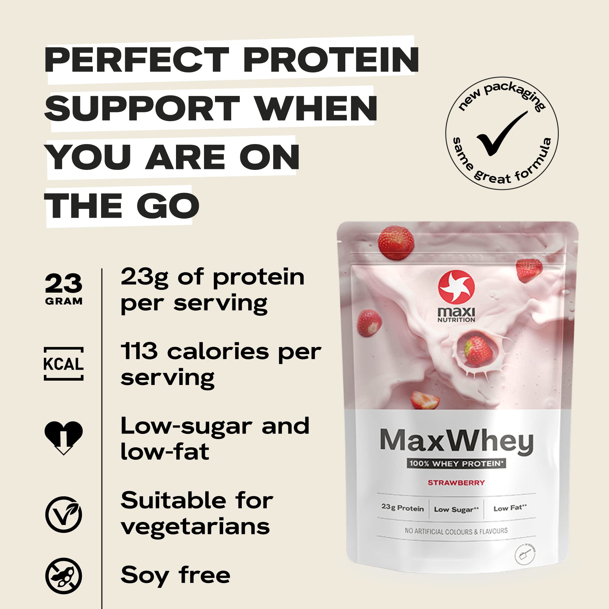 MaxiNutrition - MaxWhey - Whey Protein Powder Strawberry - Low-Fat - Low Sugar MaxiNutrition Au supplements