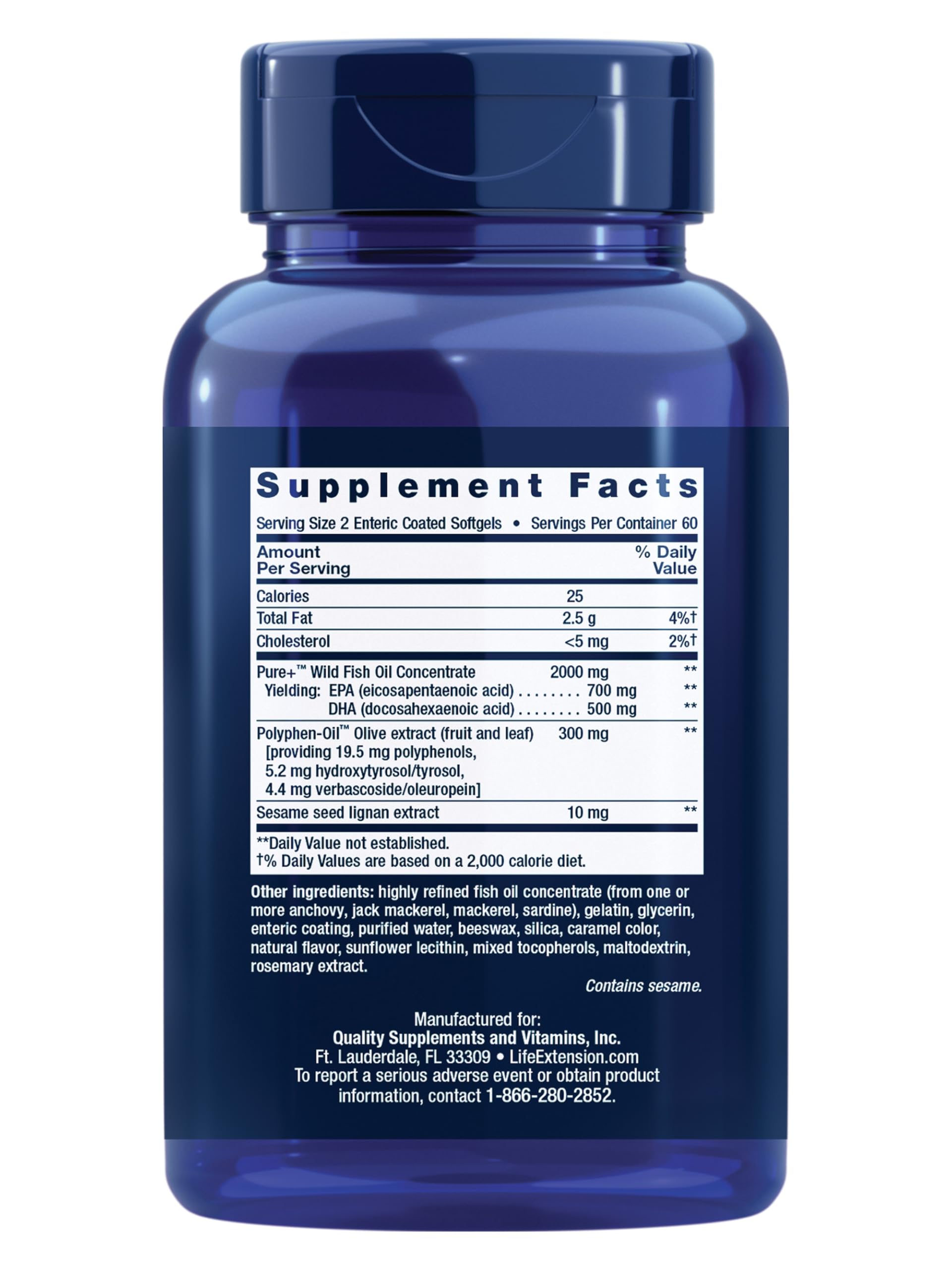 Life Extension Super Omega-3 EPA/DHA Fish Oil, Sesame Lignans & Olive Extract – Heart Health, Brain Health, Inflammation Health Support, Gluten-Free, Enteric-Coated, Non-GMO, 120 Softgels Life Extension Au supplements