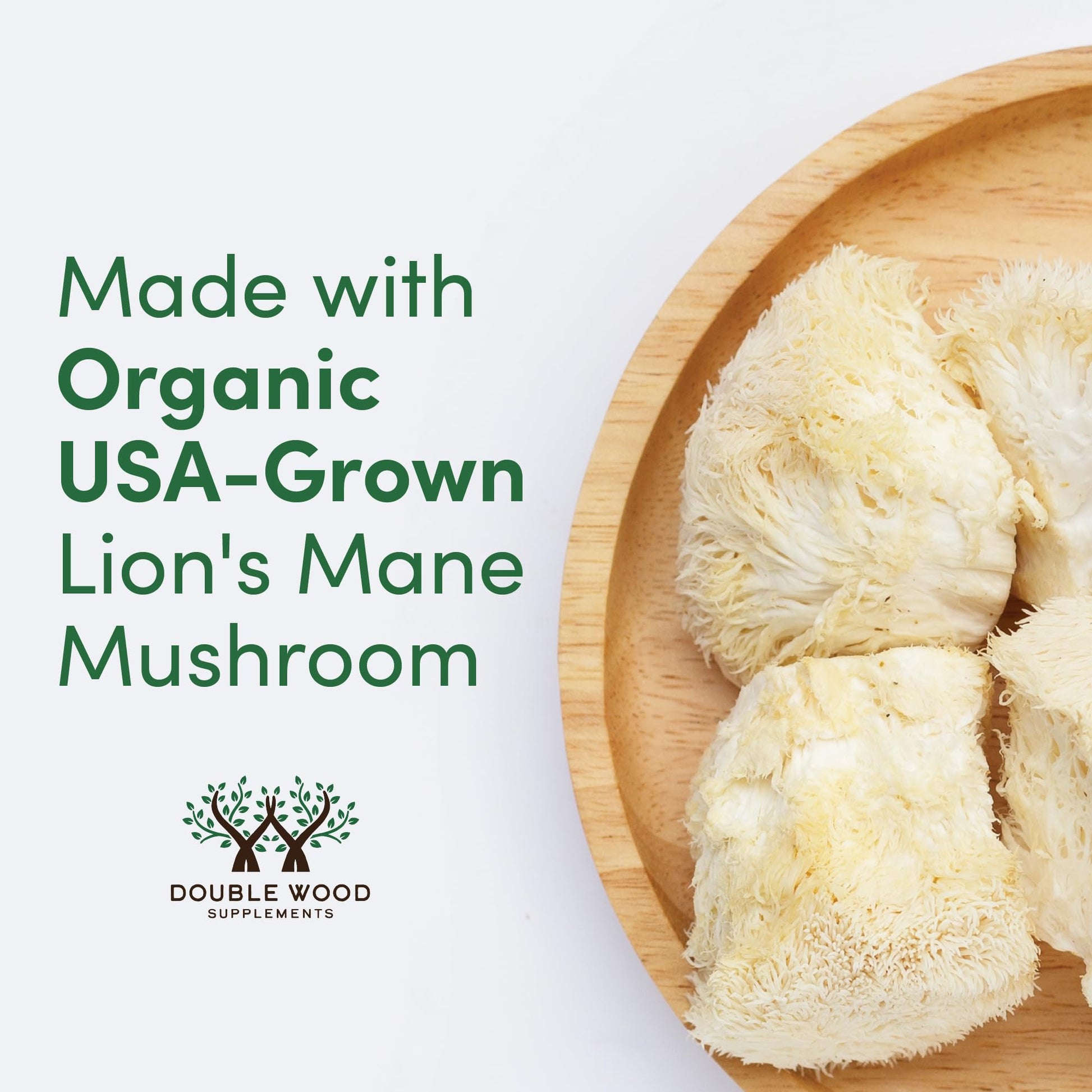 Lions Mane Supplement Mushroom Capsules (Two Month Supply - 120 Count) for Brain Double Wood Supplements Au supplements