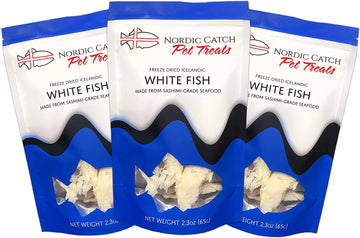 Nordic Catch Freeze Dried Fish Pet Treats from Iceland - Pure, All Natural Seafood Snacks for Dogs, Cats and Other Pets - Human Safe Ingredients, Made from Sashimi Grade Seafood - White Fish Nordic Catch Au supplements