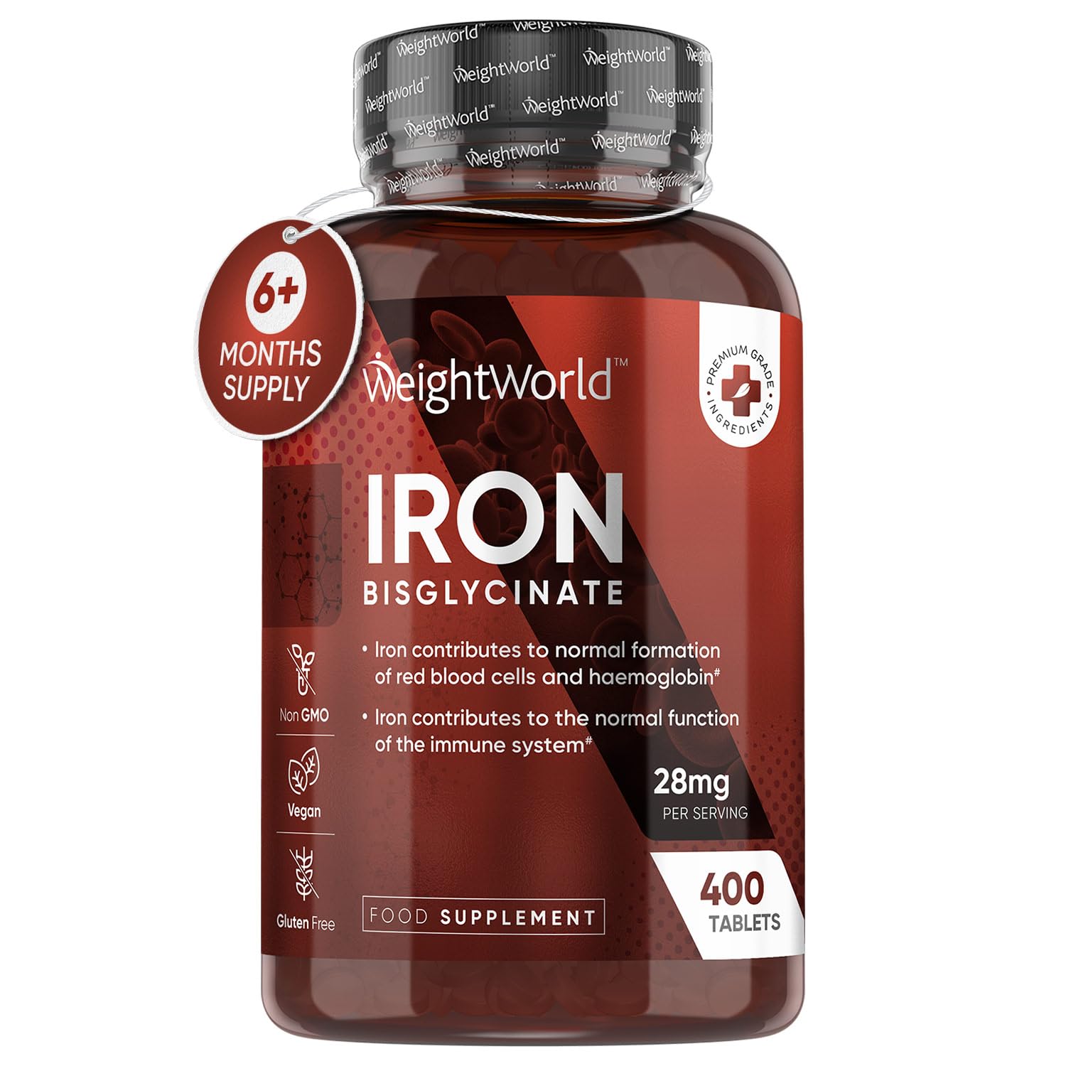 Gentle Iron Tablets High Strength 28mg - 400 Tablets (6+ Months Supply) - Vegan Iron WeightWorld Au supplements