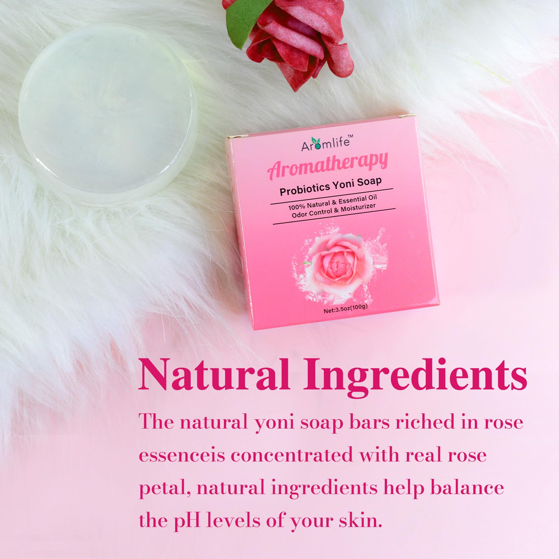 Aromlife Rose Yoni daily Wash Set - Yoni Oil & Yoni Bar & Yoni Feminine Wash, Ph Balance for Women Aromlife Au supplements
