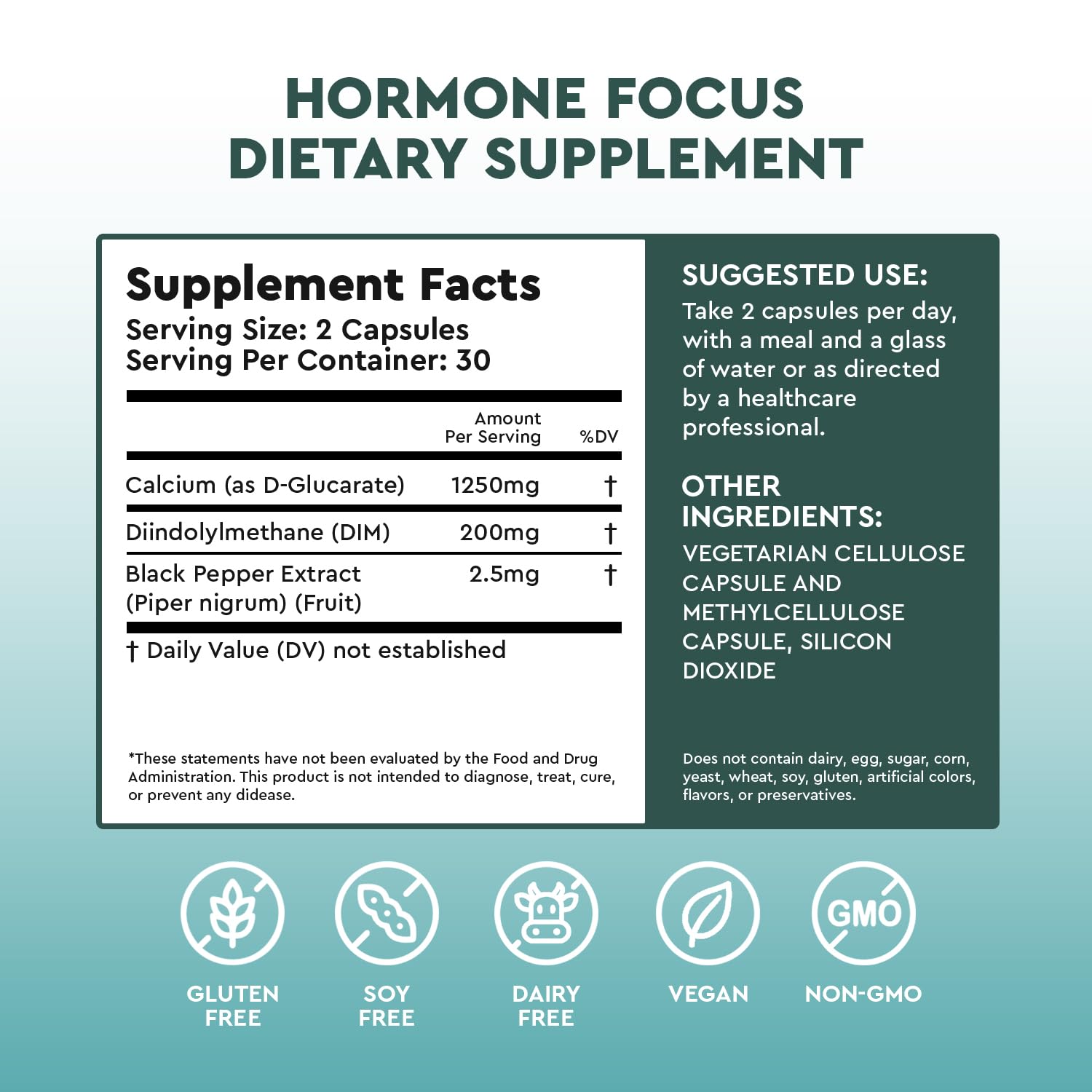 Hormone Focus – Estrogen Balance for Women - DIM Supplement with Diindolylmethane, Calcium D-Glucarate & BioPerine – Supports Hormonal Health, Mood, Energy, Mental Clarity, Clear Skin & Weight Health Focused Au supplements