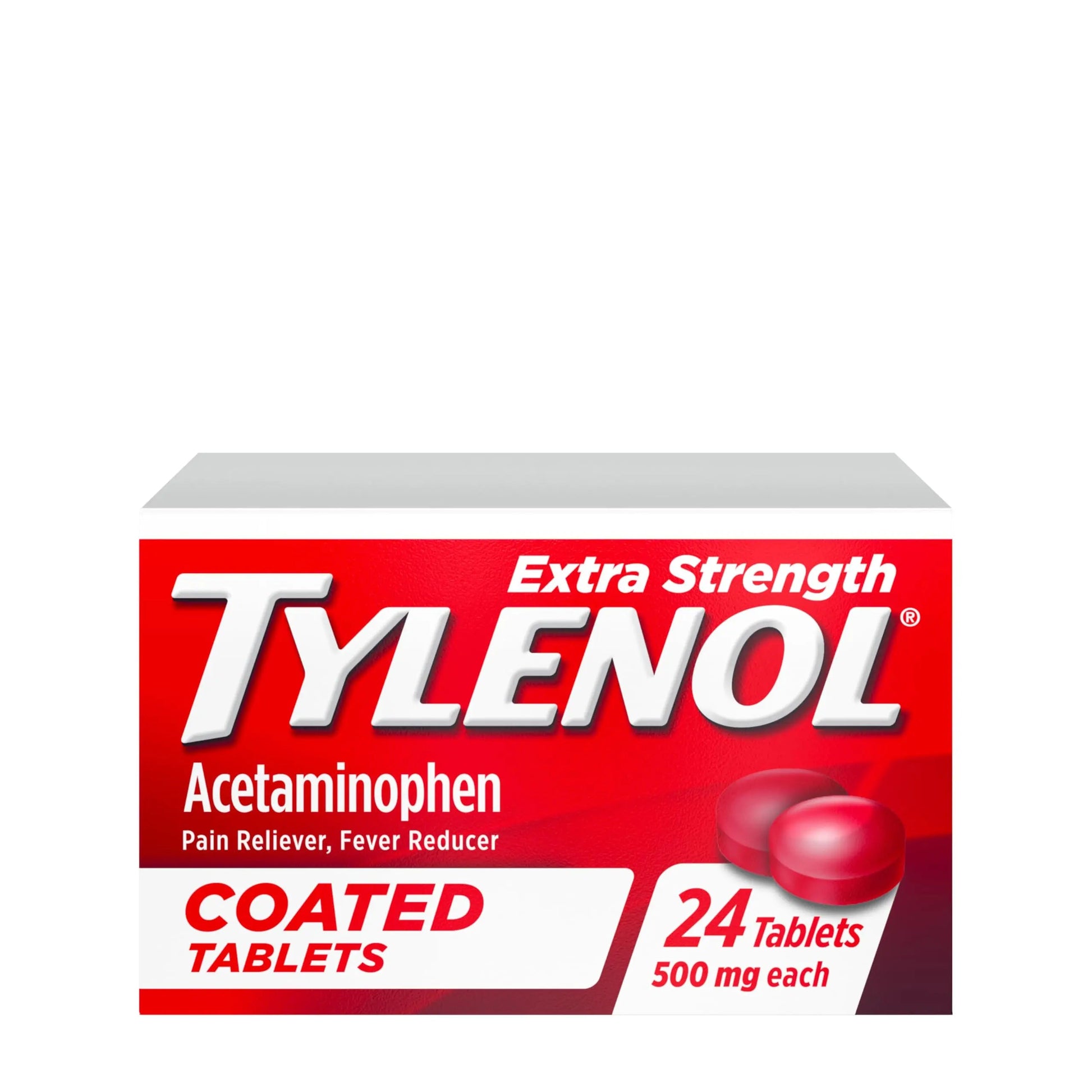 Tylenol Extra Strength Pain Reliever & Fever Reducer, Round Coated Tablets, 500 mg Acetaminophen Pain Relief Pills for Headache, Toothache & Minor Arthritis Pain, 24 ct Tylenol Au supplements