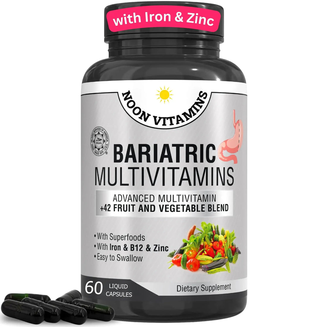 Bariatric Multivitamin with Iron for Women & Men - All-in-One 42 Superfood Blend for Energy & Immune Support - Post-Surgery Recovery NOON VITAMINS AU supplements
